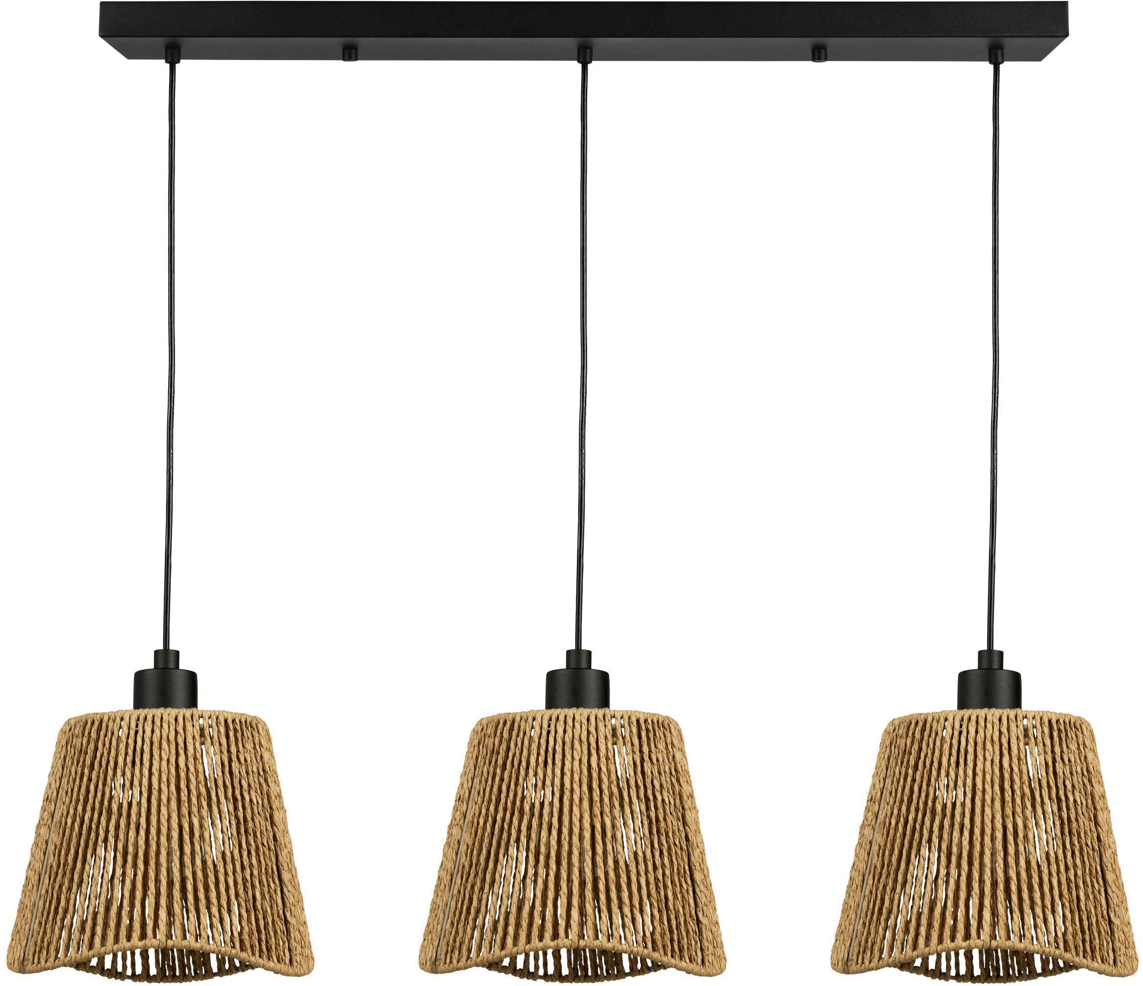 EGLO Hängeleuchte »Lavister Hängelampe, Pendellampe, Japan-Stil, Metall und Papier, E27« E27 1 Stk. Hängeleuchte - L91 x B21 x H110 cm - schwarz - 3X60W exkl.