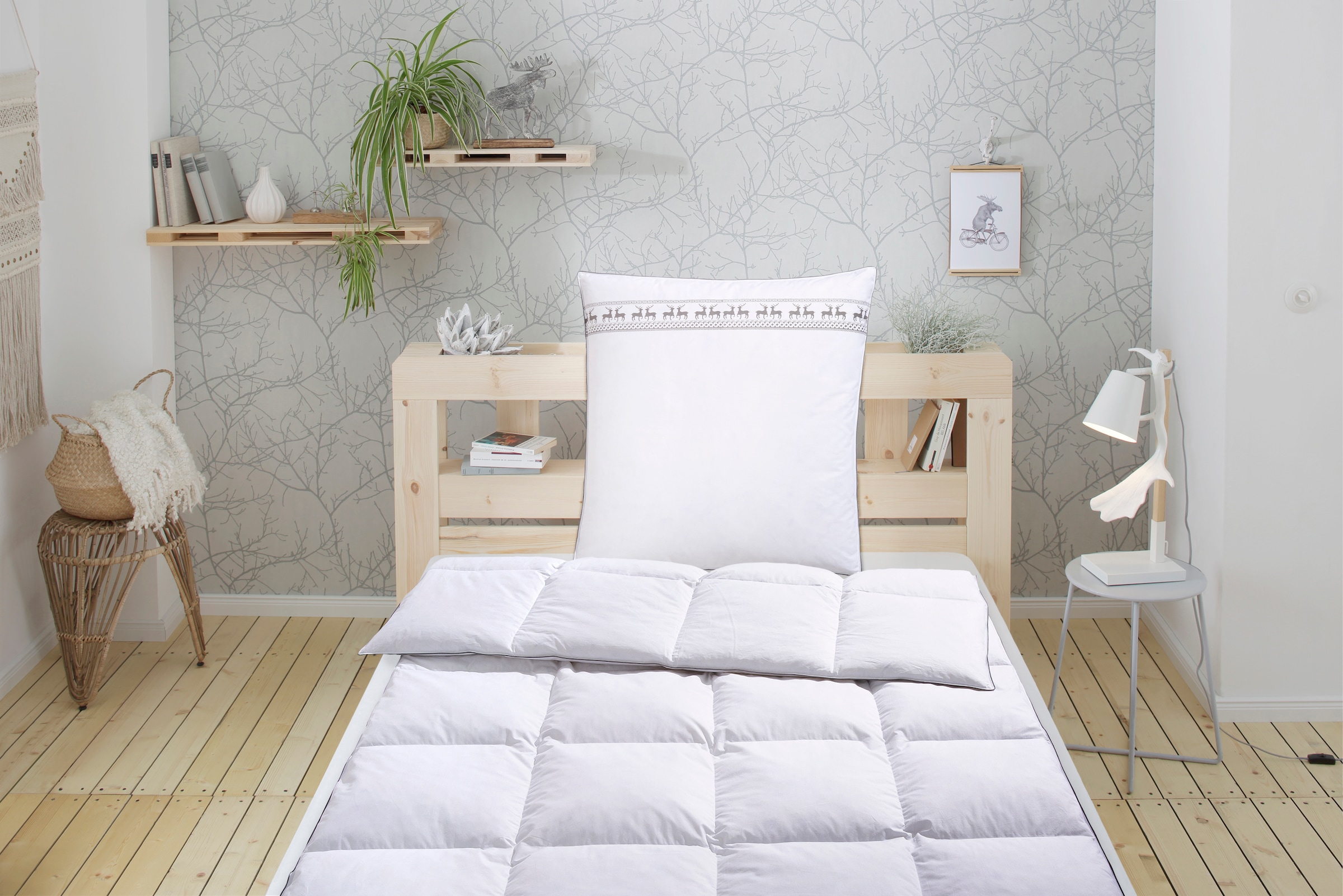 OTTO home Federbettdecke + Kopfkissen "Forsakar, Bettdecke 135x200 cm, 155x220 cm, Sommer, Winter" 2-tlg., Set mit Kissen 80x80 cm, Made in Germany