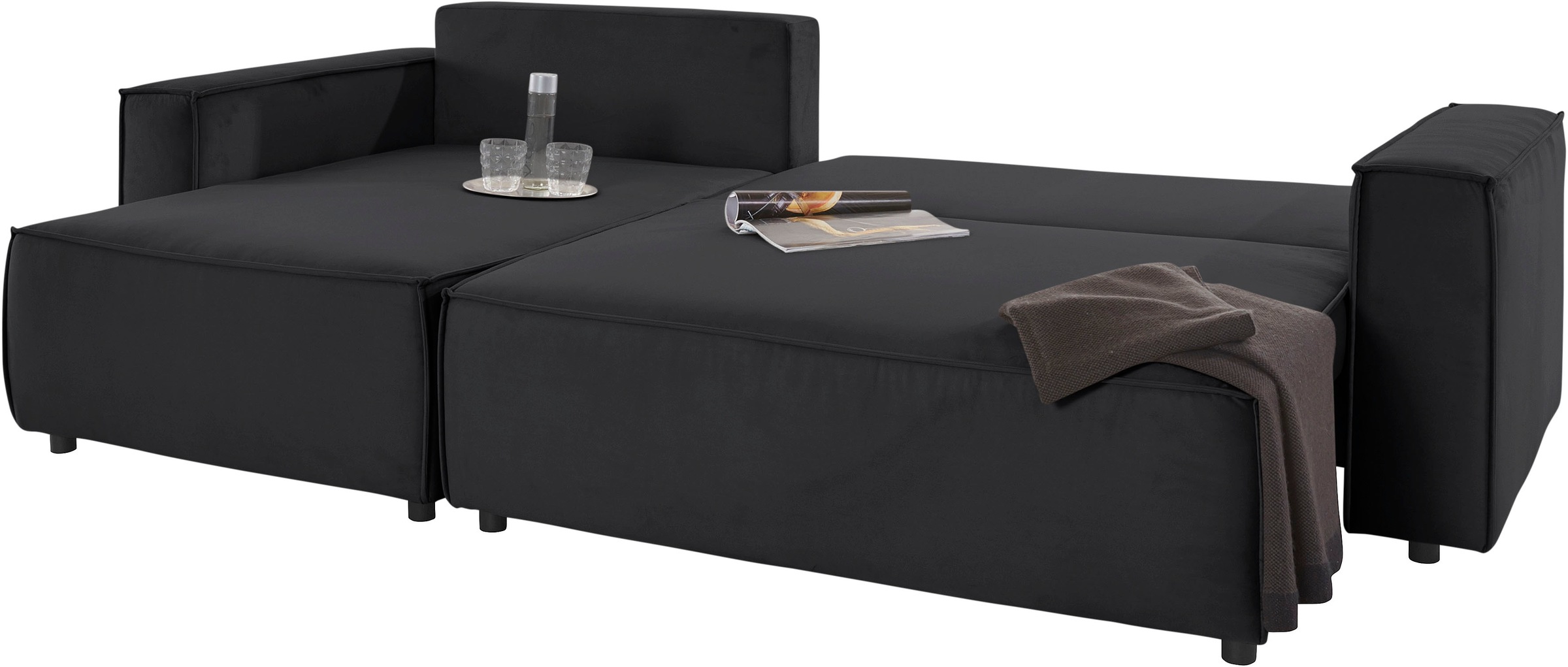 INOSIGN Ecksofa »Marva L-Form«, incl. Bettfunktion und Bettkasten, Federkern