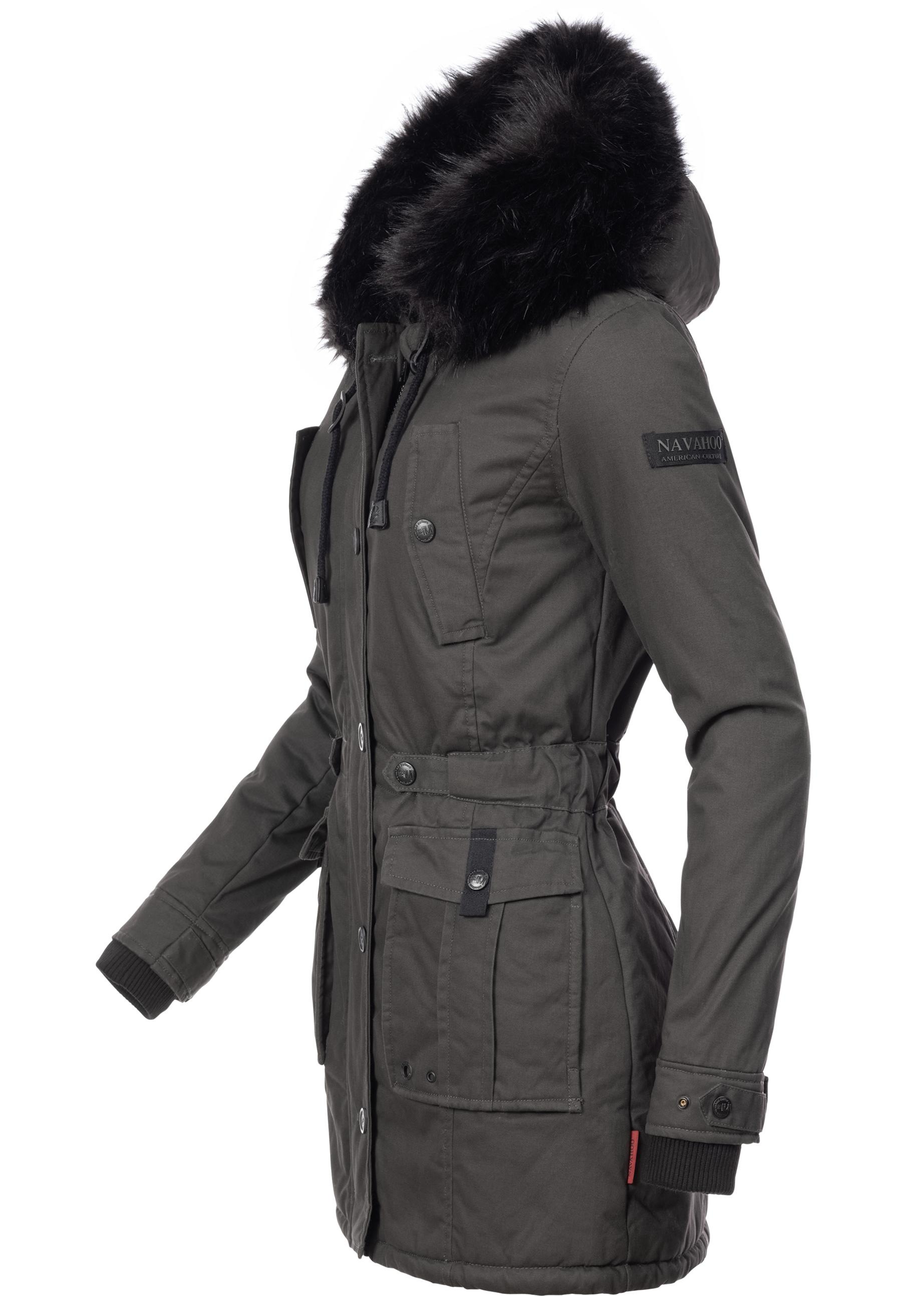 Navahoo Wintermantel »Luluna«, edler Baumwoll Parka mit Fellimitat