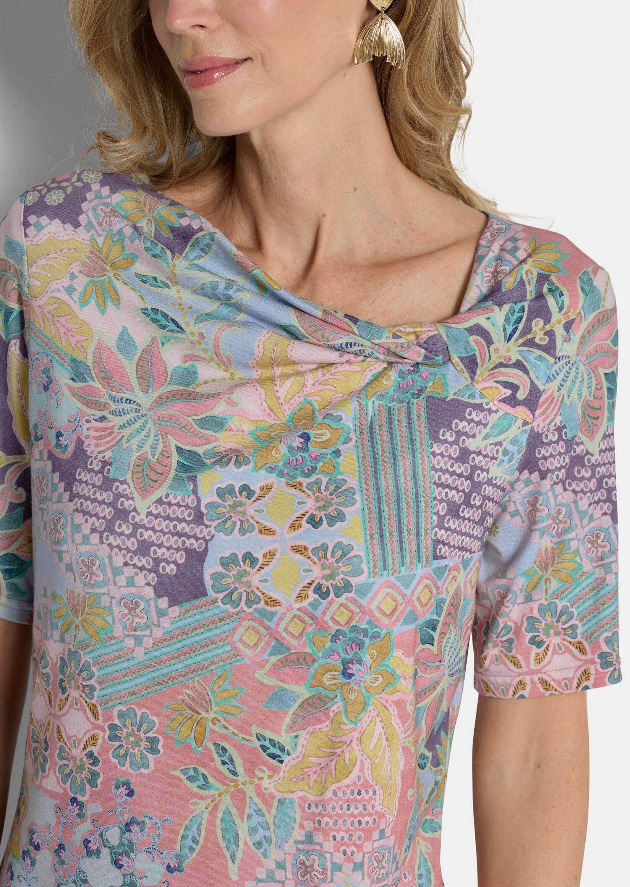 GOLDNER Kurzarmshirt »Cityshirt mit Knoten-Detail« stretchbequemer Viskosejersey