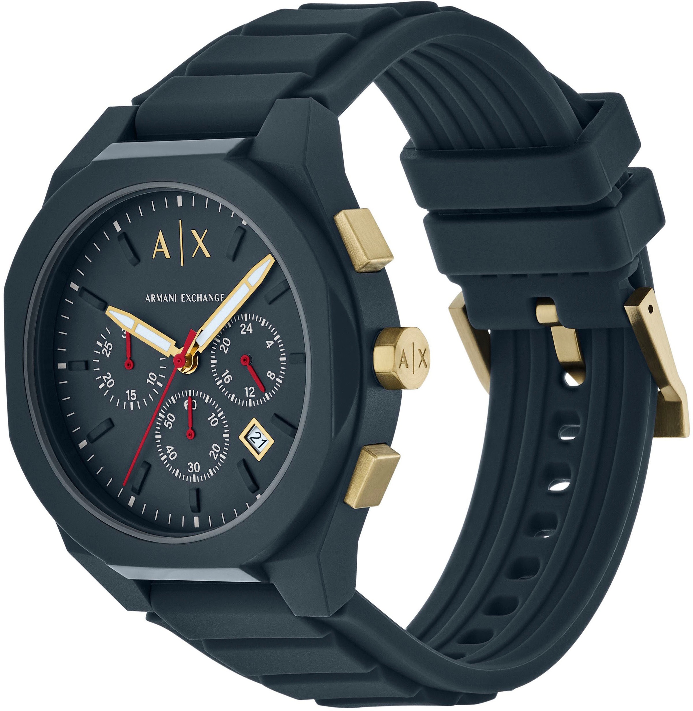 ARMANI EXCHANGE Chronograph »SYNC«, Quarzuhr, Armbanduhr, Herrenuhr, Silikonarmband, Datum, Stoppfunktion