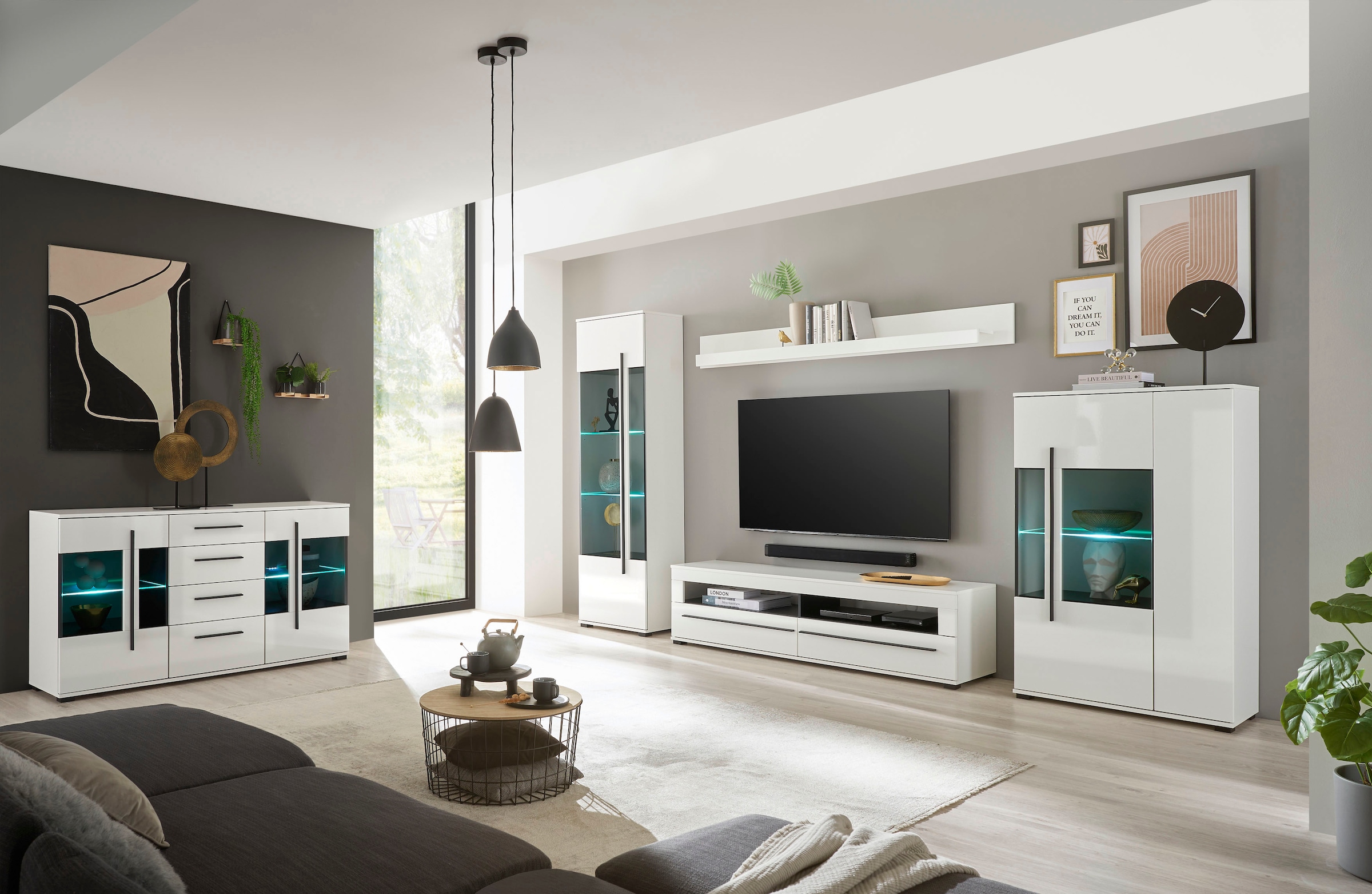 INOSIGN Sideboard »Cantara, moderner Schrank, Kommode in Eiche Evoke oder weiß«, schwarze Stangengriffe, ausreichend Stauraum, vielseitig einsetzbar