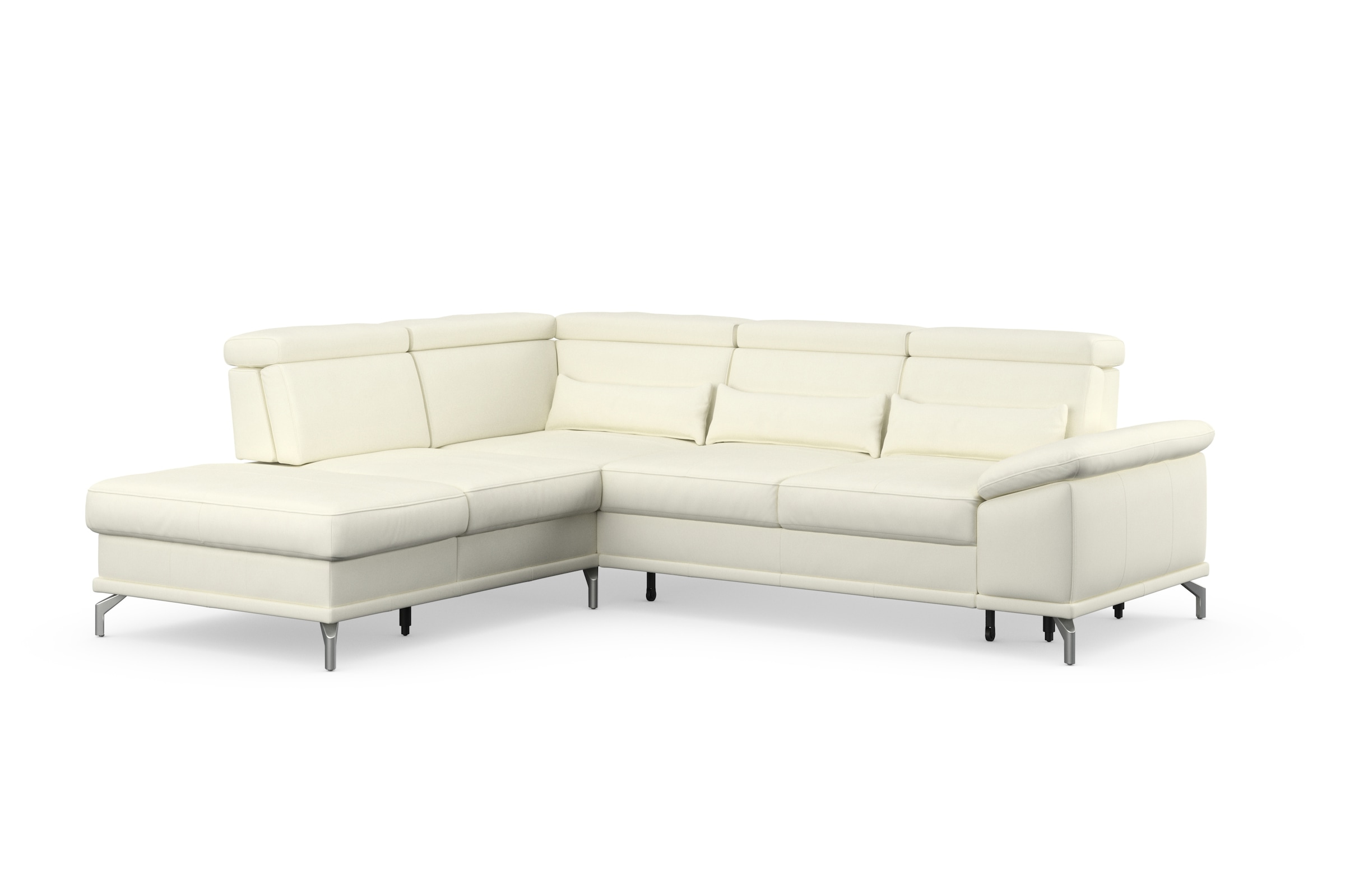 sit&more Ecksofa »Cabrio L-Form, mit Sitztiefenverstellung, Arm- und Kopfteilverstellung«, 3 Nierenkissen, Federkern, optional Bettfunktion und Stauraum