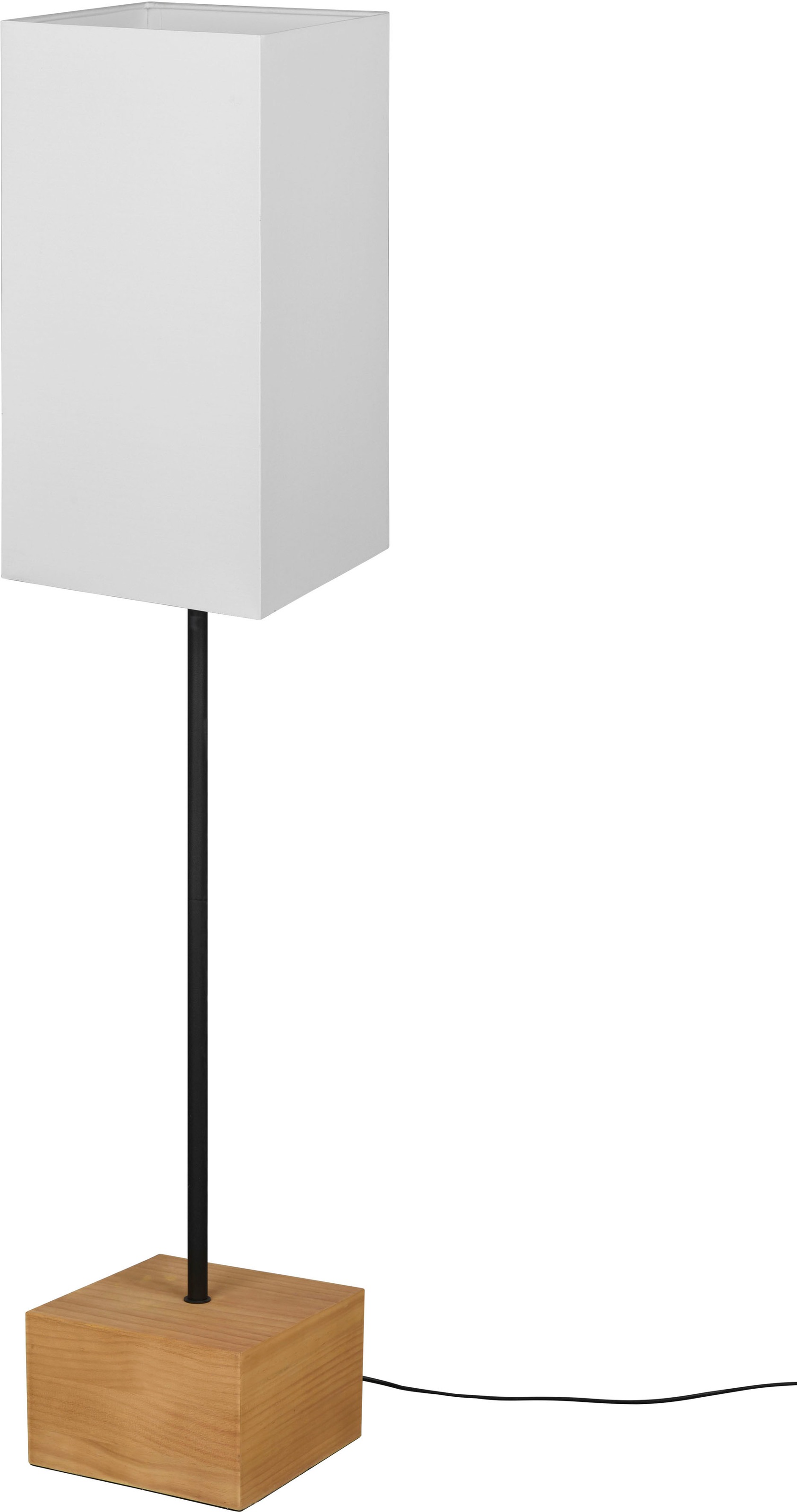 TRIO Leuchten Stehlampe »Woody«, 1 flammig, Leuchtmittel E27 | ohne Leuchtmittel, Holz Stehleuchte Stoffschirm Fußschalter exkl 1xE27 max 60W Höhe 150cm