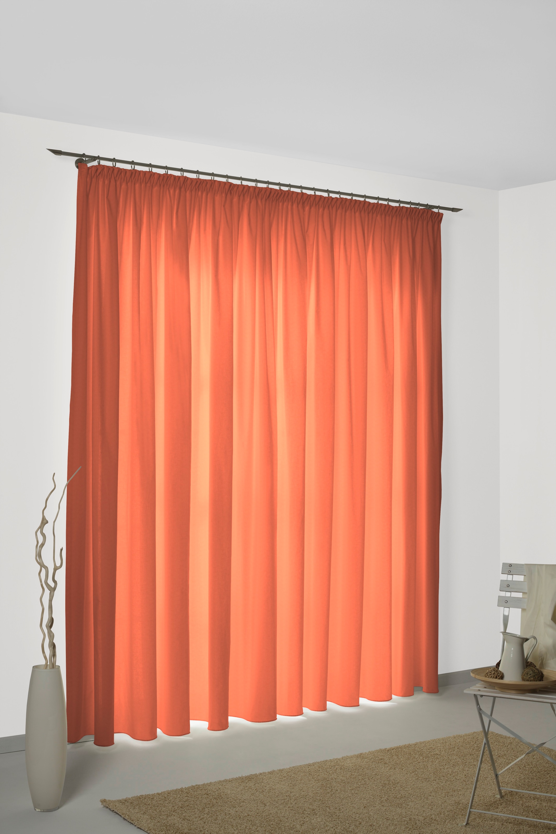Vorhang WIRTH, B:132cm H:145cm, orange, Polyester, Wohnzimmer, Gardinen, "SUNBONE"