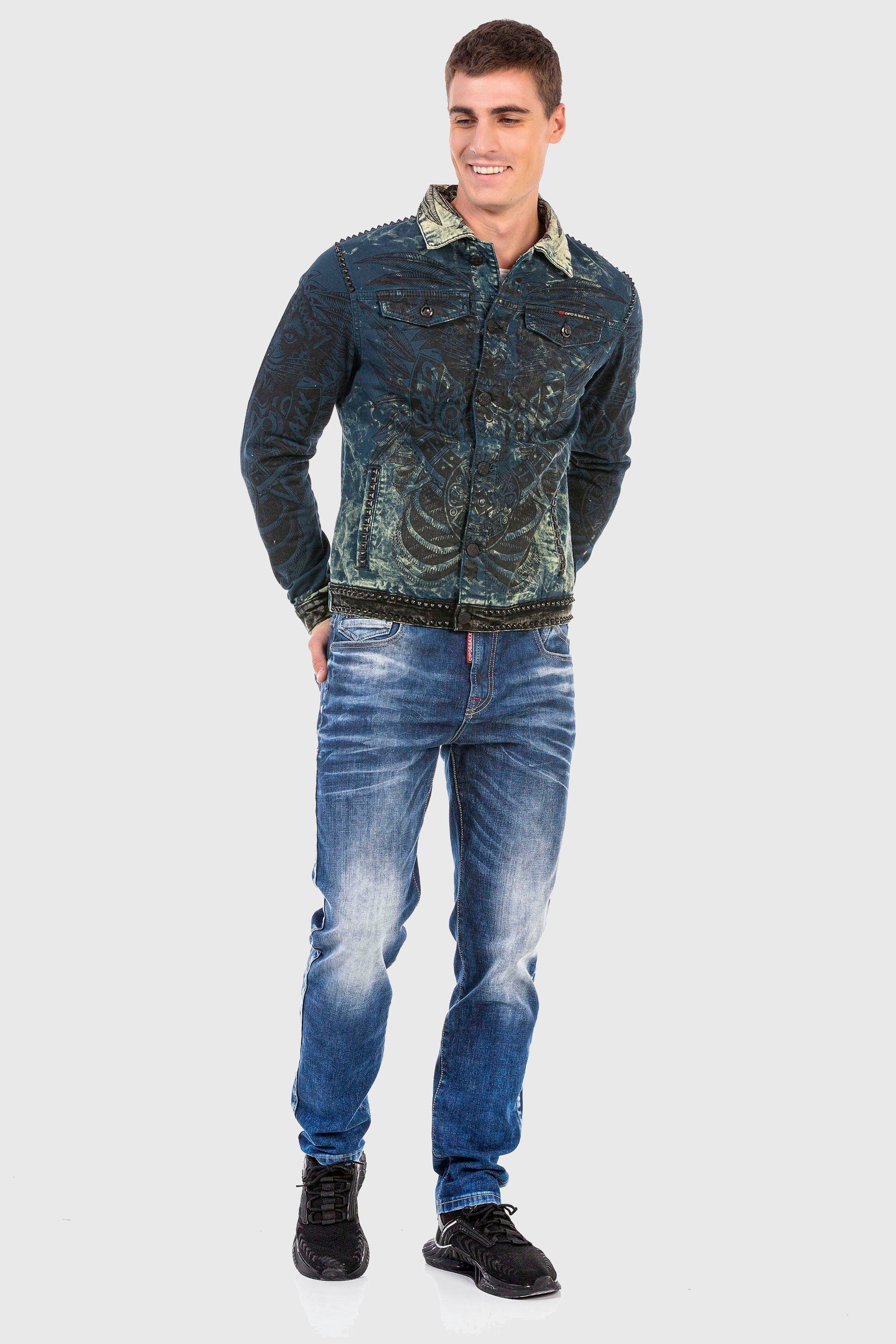 Cipo & Baxx Jeansjacke »Jacke«, ohne Kapuze, mit Allover-Print