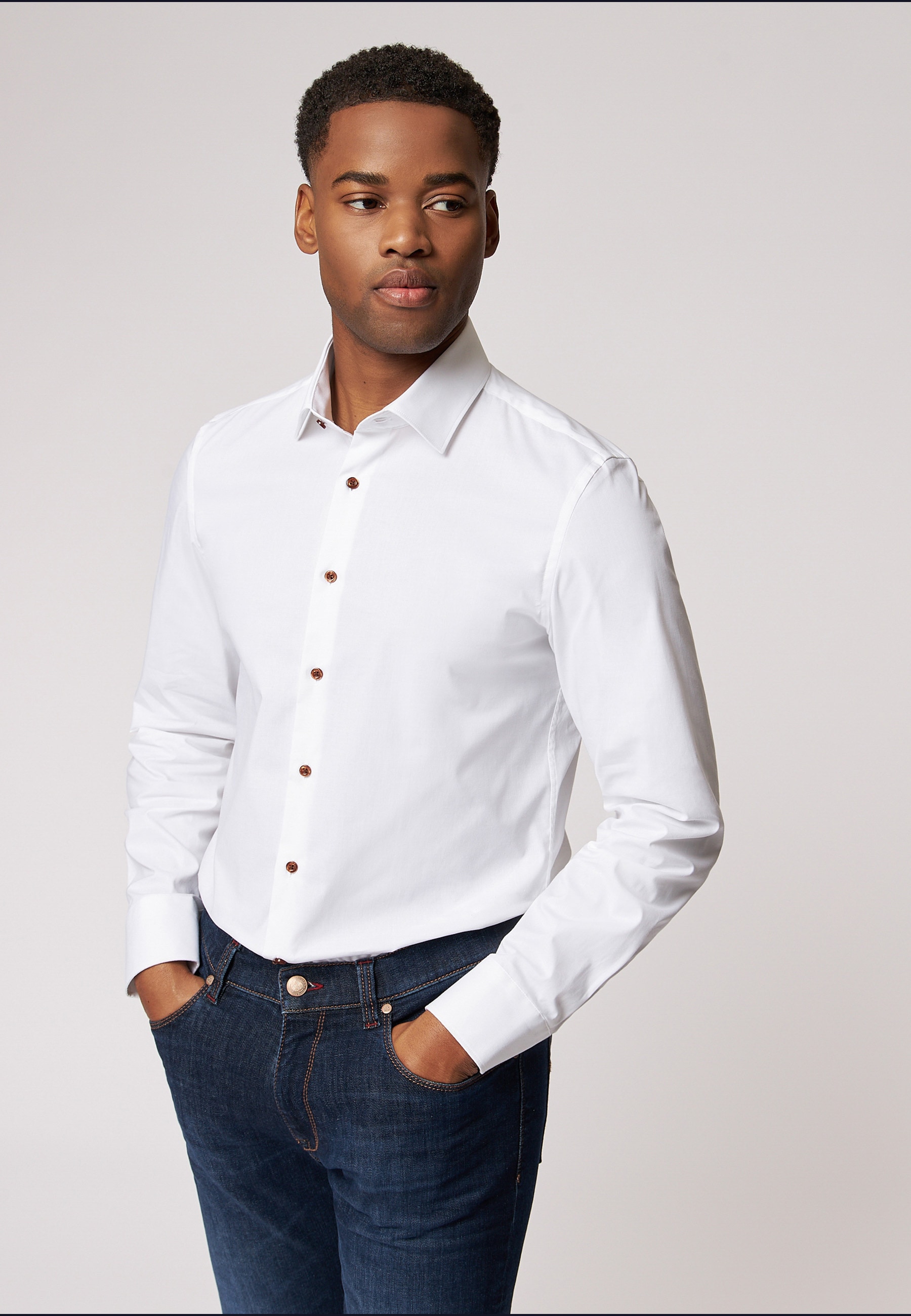 Roy Robson Businesshemd "Businesshemd im Slim Fit mit Kontrastknöpfen" günstig online kaufen