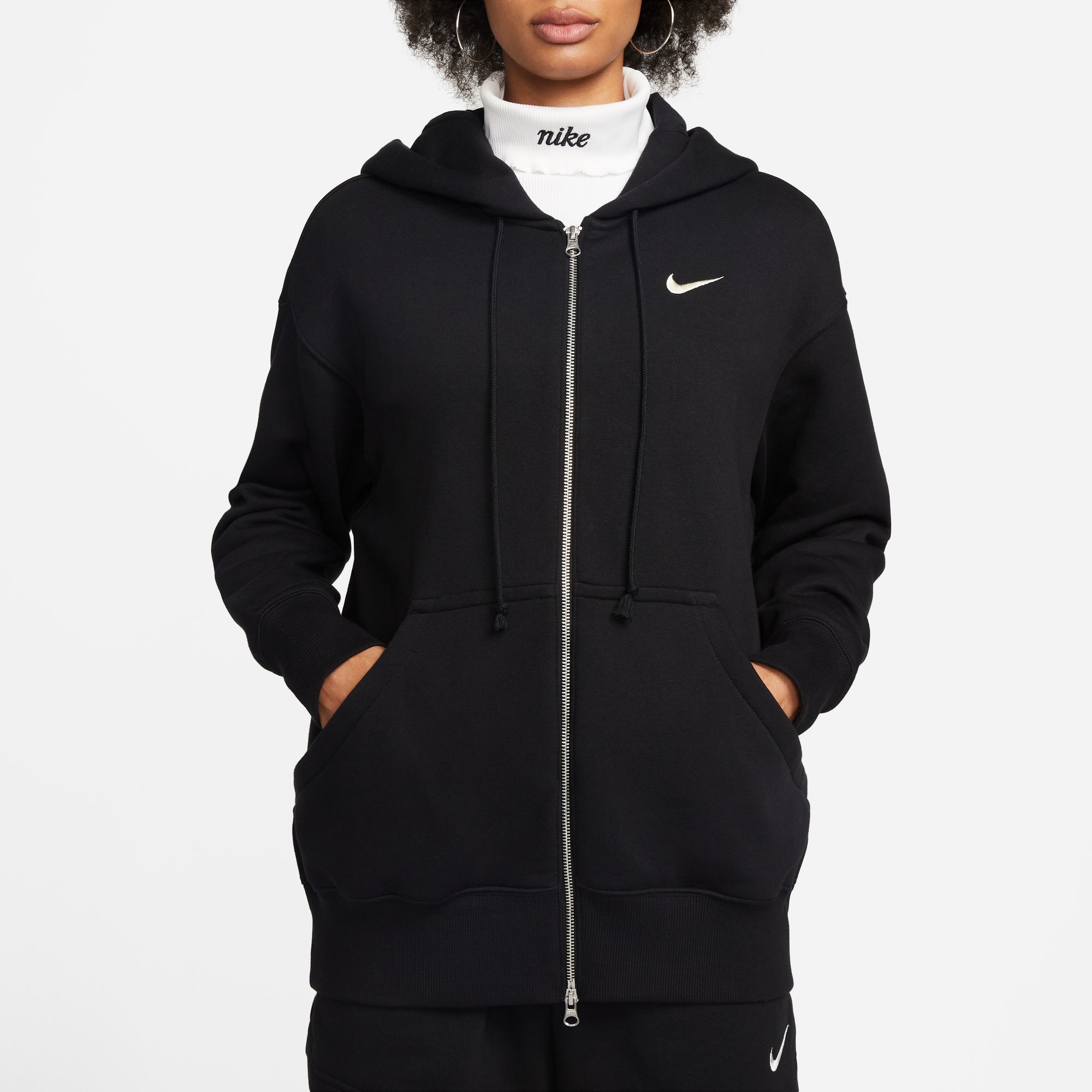 Nike Sportswear Kapuzensweatshirt »W NSW PHNX FLC FZ OS HOODIE«, Oversize-Schnitt, mit Reißverschluss, mit Kängurutasche
