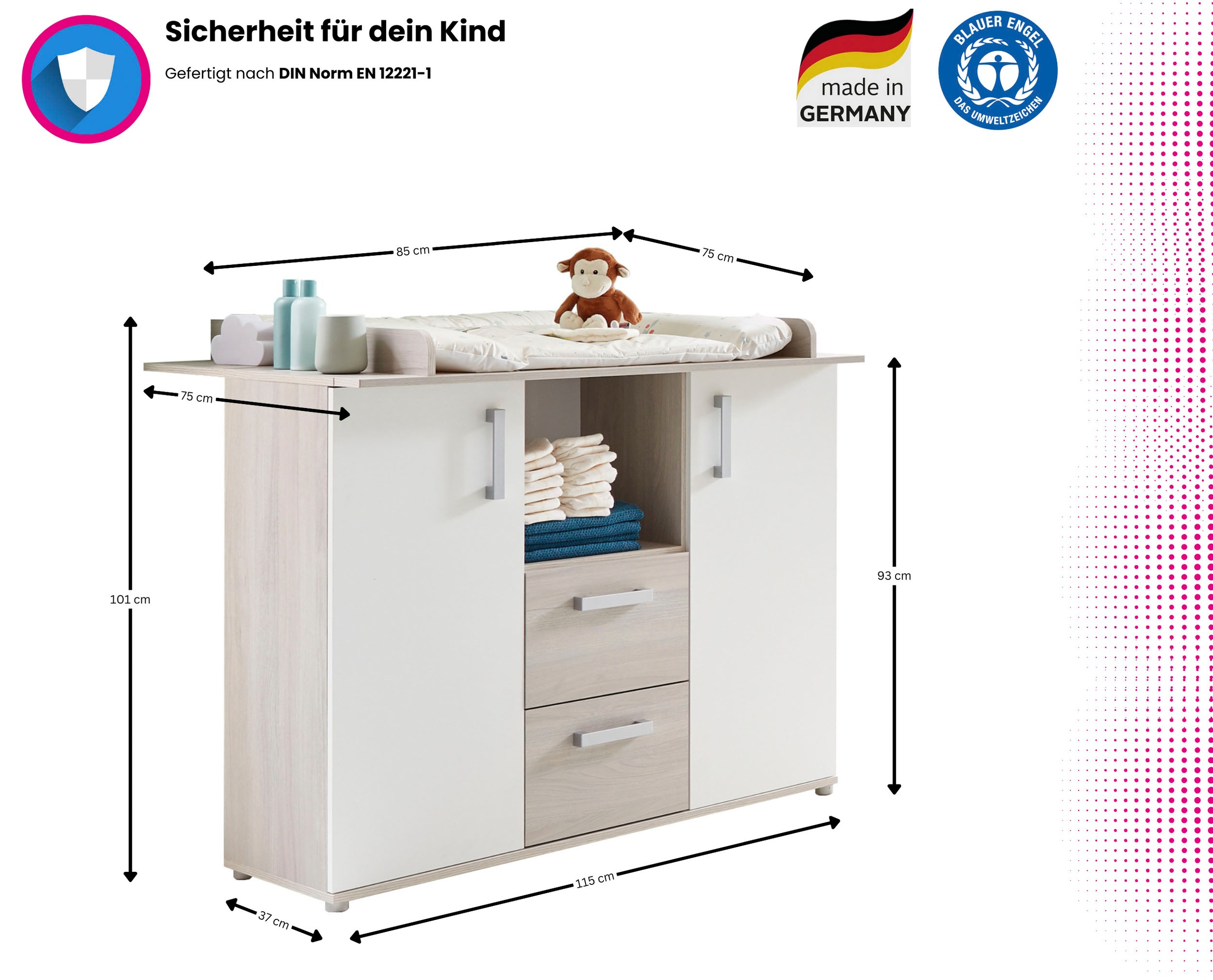 Home affaire Wickelkommode »Geert« bis 15 kg Made in Germany 115 cm