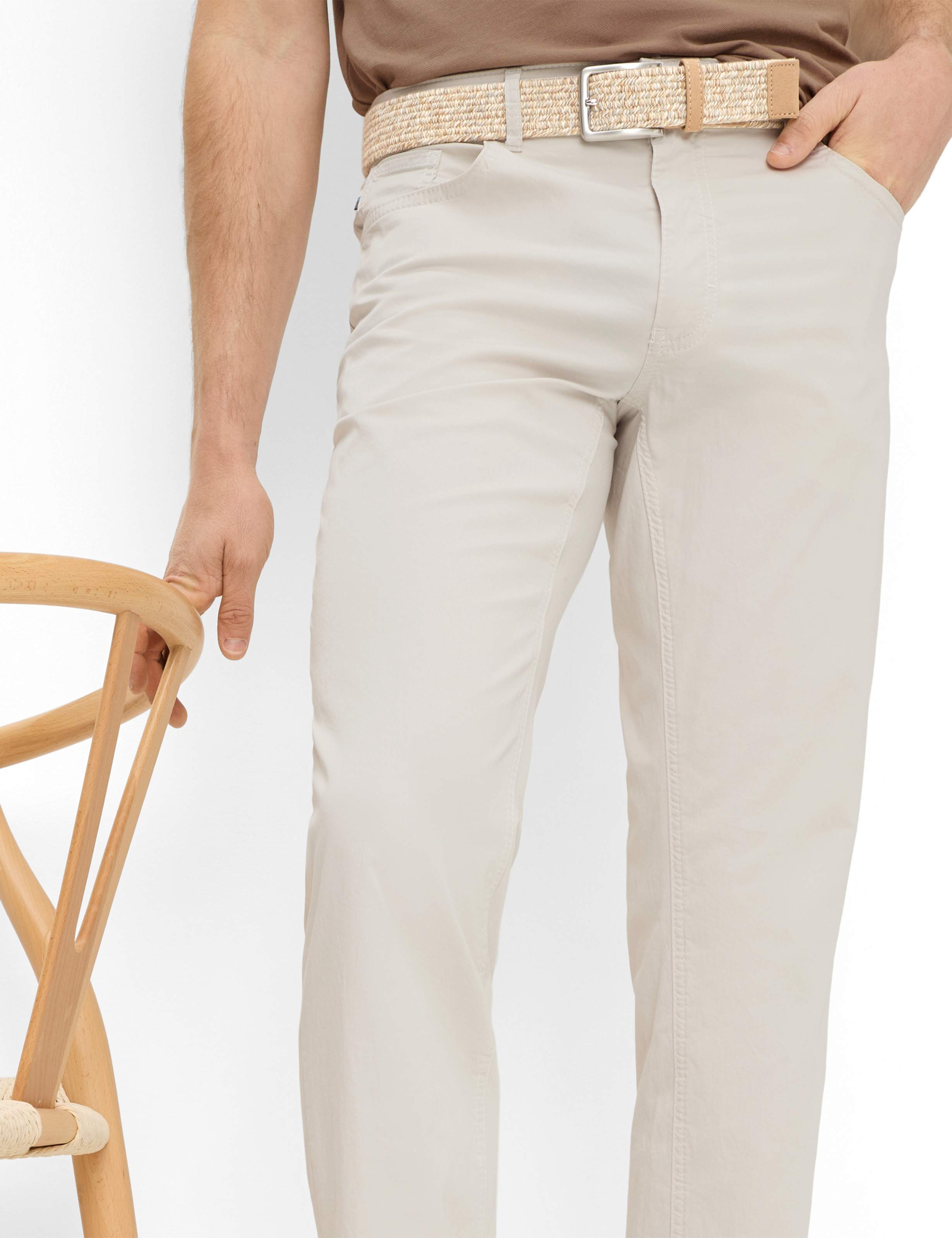 5-Pocket-Hose BRAX "Style COOPER", Herren, Gr. 35, Länge 32, sand, Web, 78% Baumwolle, 19% Lyocell, 3% Elasthan, Hosen 5-Pocket-Hose 3