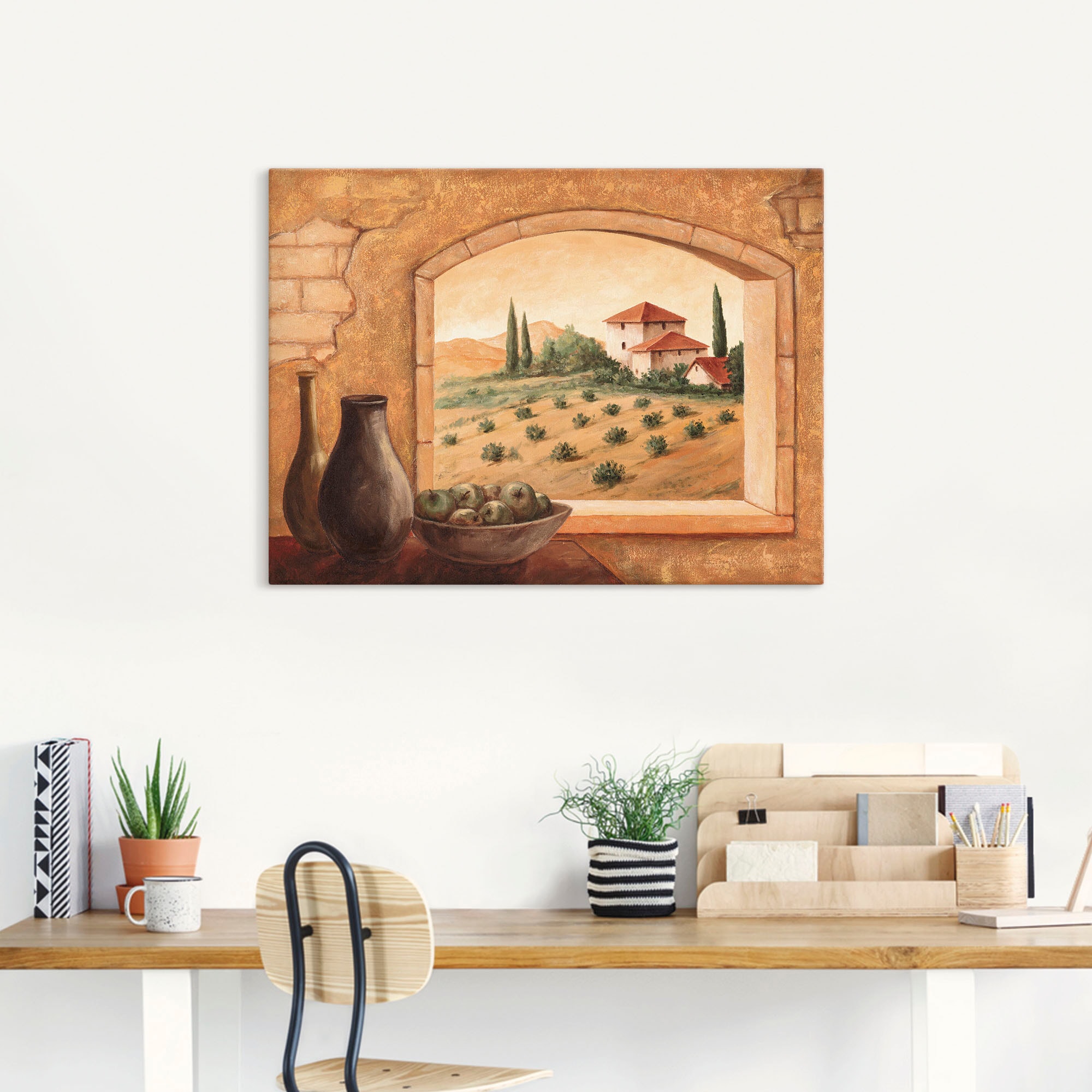 Artland Wandbild »Toskana«, Fensterblick, (1 St.), als Alubild, Outdoorbild, Leinwandbild, Poster in verschied. Größen