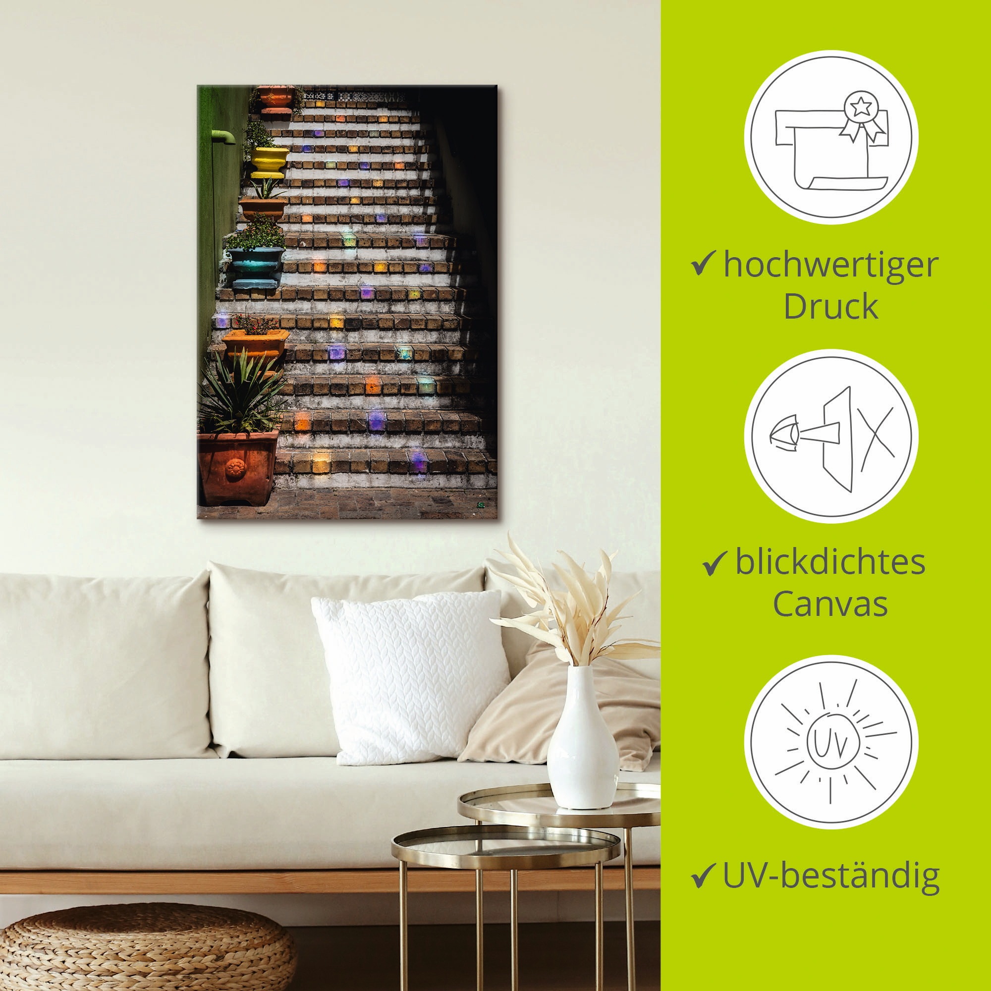 Artland Wandbild »Die Treppe«, Gebäude, (1 St.), als Leinwandbild, Poster, Wandaufkleber in verschied. Größen