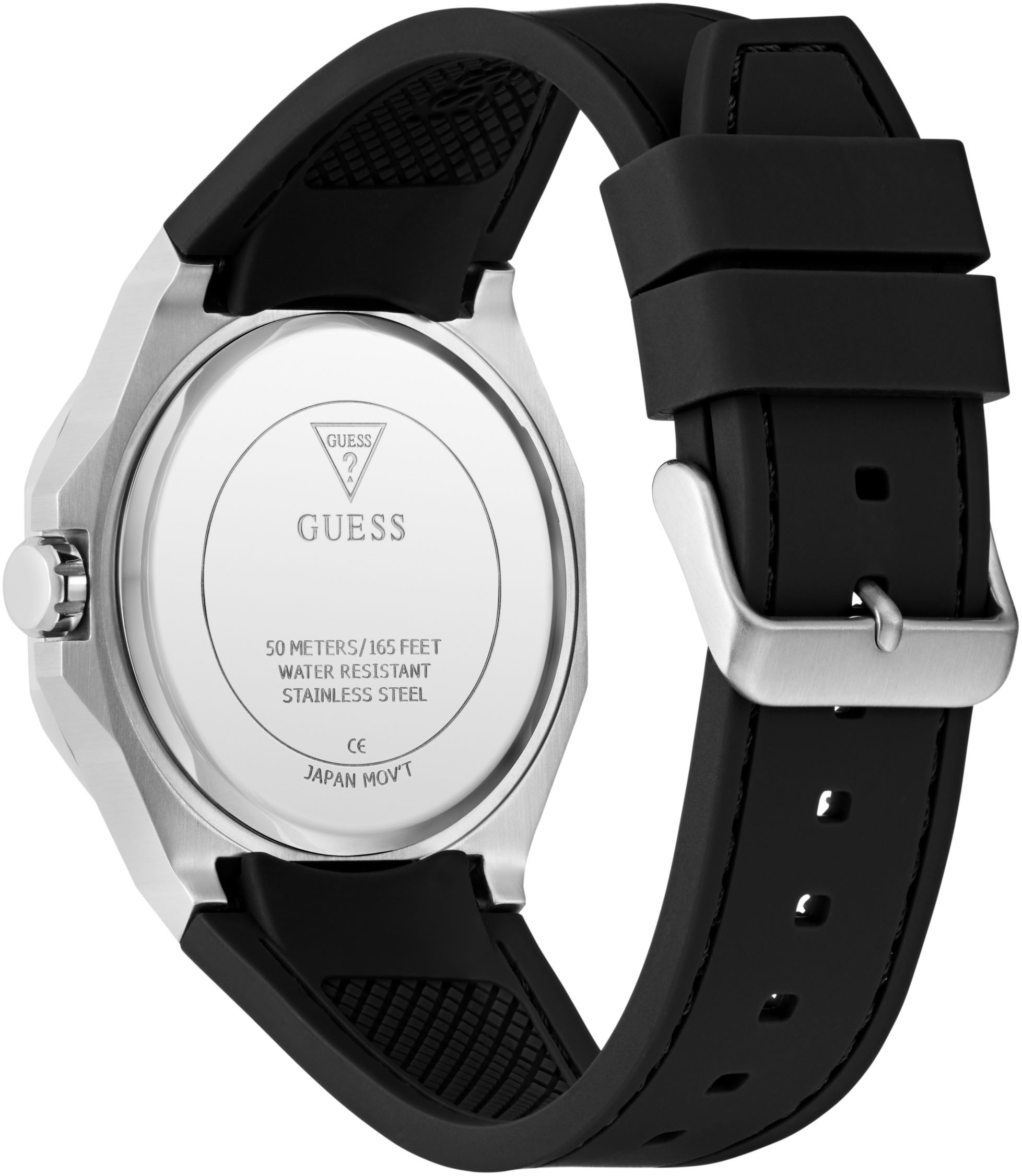 Guess Quarzuhr »EMPEROR«, Armbanduhr, Herrenuhr, Silikonarmband, Geschenkidee, analog