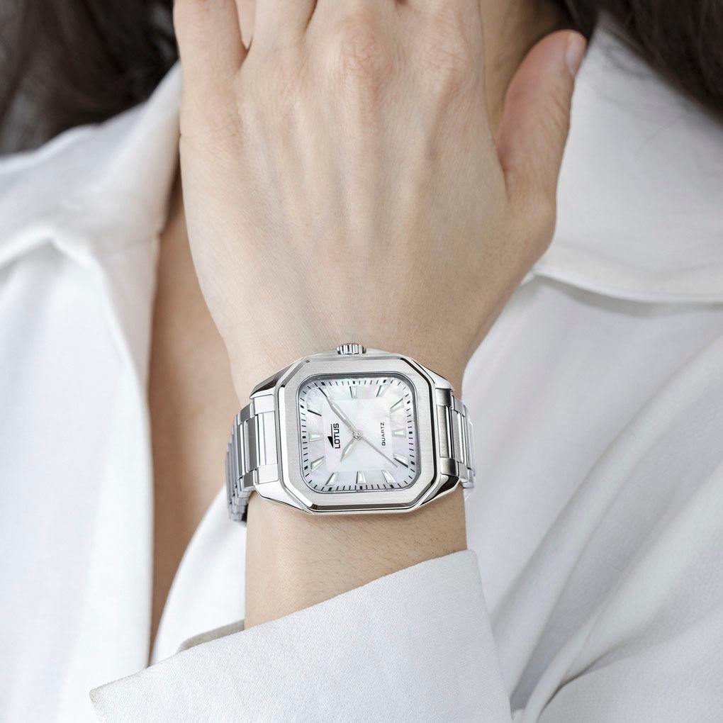 Lotus Quarzuhr »Square«, Armbanduhr, Damenuhr, Edelstahlarmband, analog