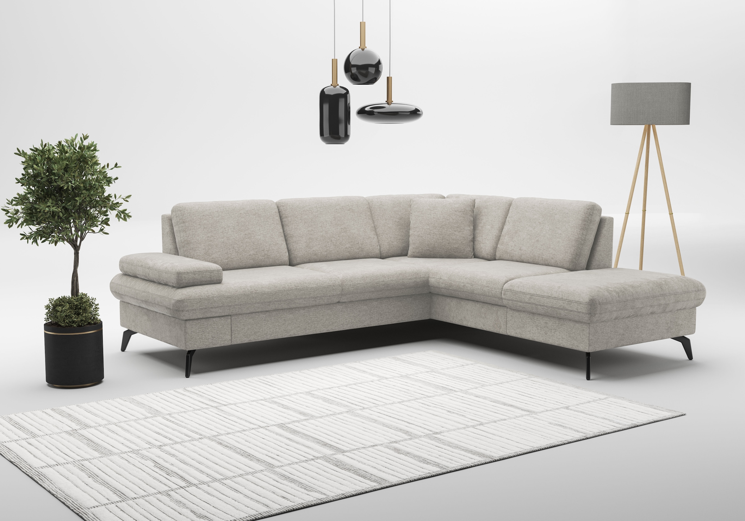sit&more Ecksofa »Morris Jubi L-Form«, inkl. Armteilfunktion und 1 Zierkissen, wahlweise mit Bettfunktion
