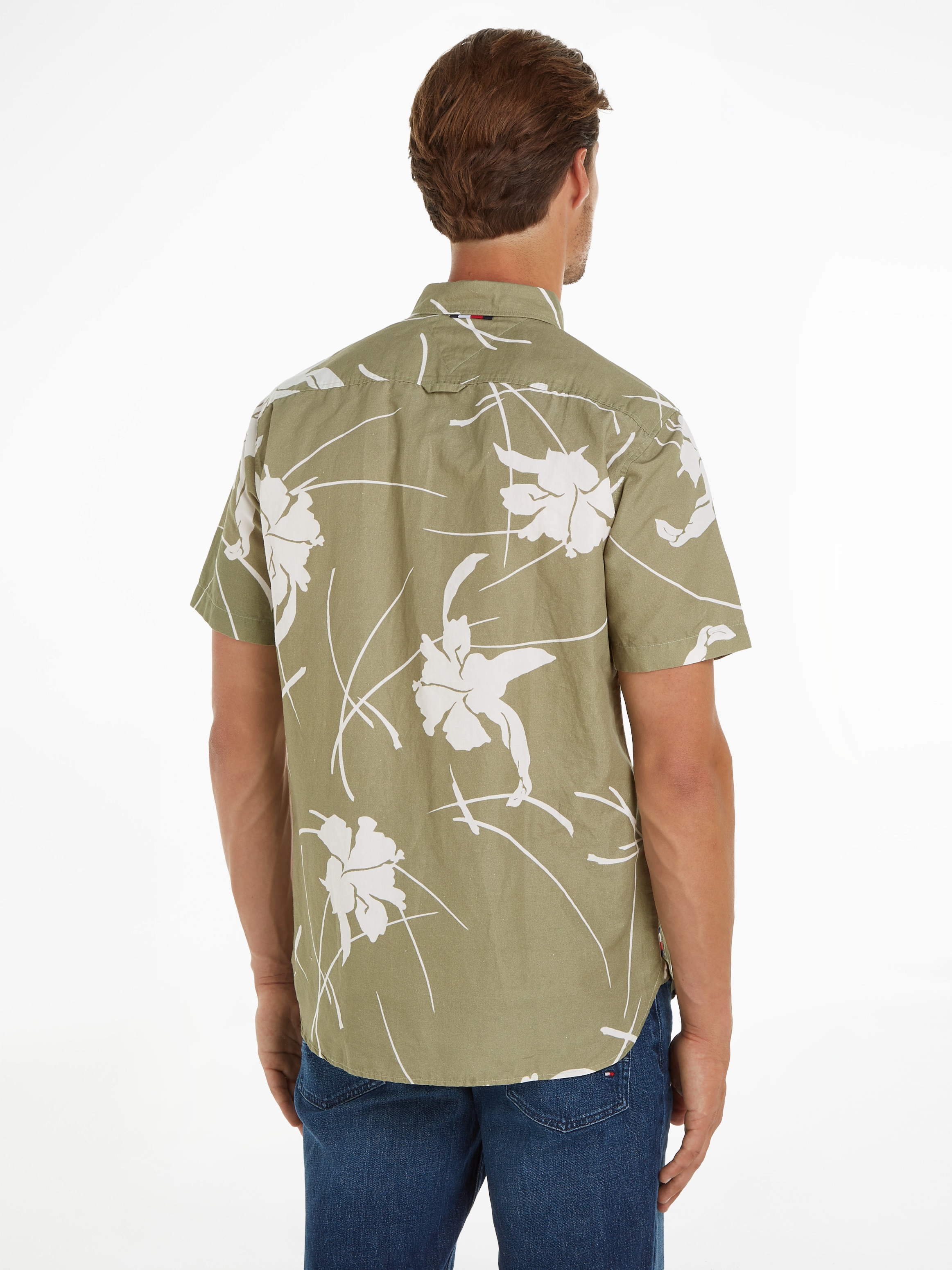 Tommy Hilfiger Kurzarmhemd »LARGE TROPICAL PRT SHIRT«, kontrastfarbener Blumenprint