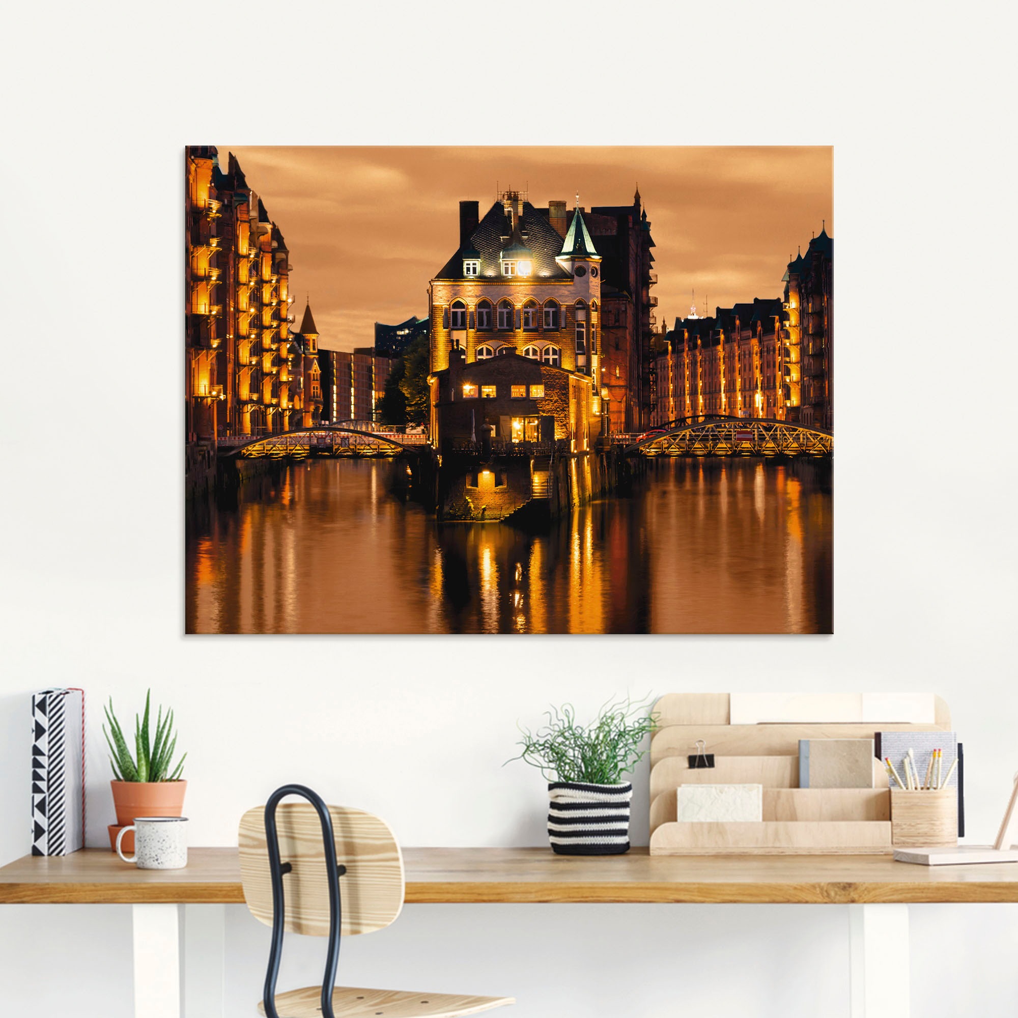 Artland Glasbild "Speicherstadt in Hamburg" Deutschland 1 Stk. tlg. in vers günstig online kaufen