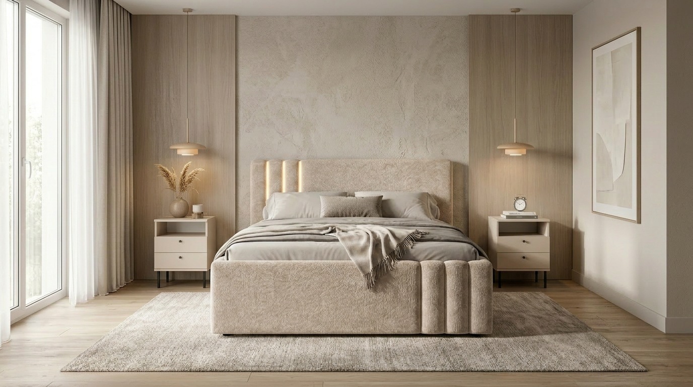 Home affaire Polsterbett »AESSIA in 2 Breiten- 160 und 180 cm, mit/ohne Bettkasten, Chenille« Stauraumbett, gepolstertes Kopfteil, ohne Matratze, modernes Design