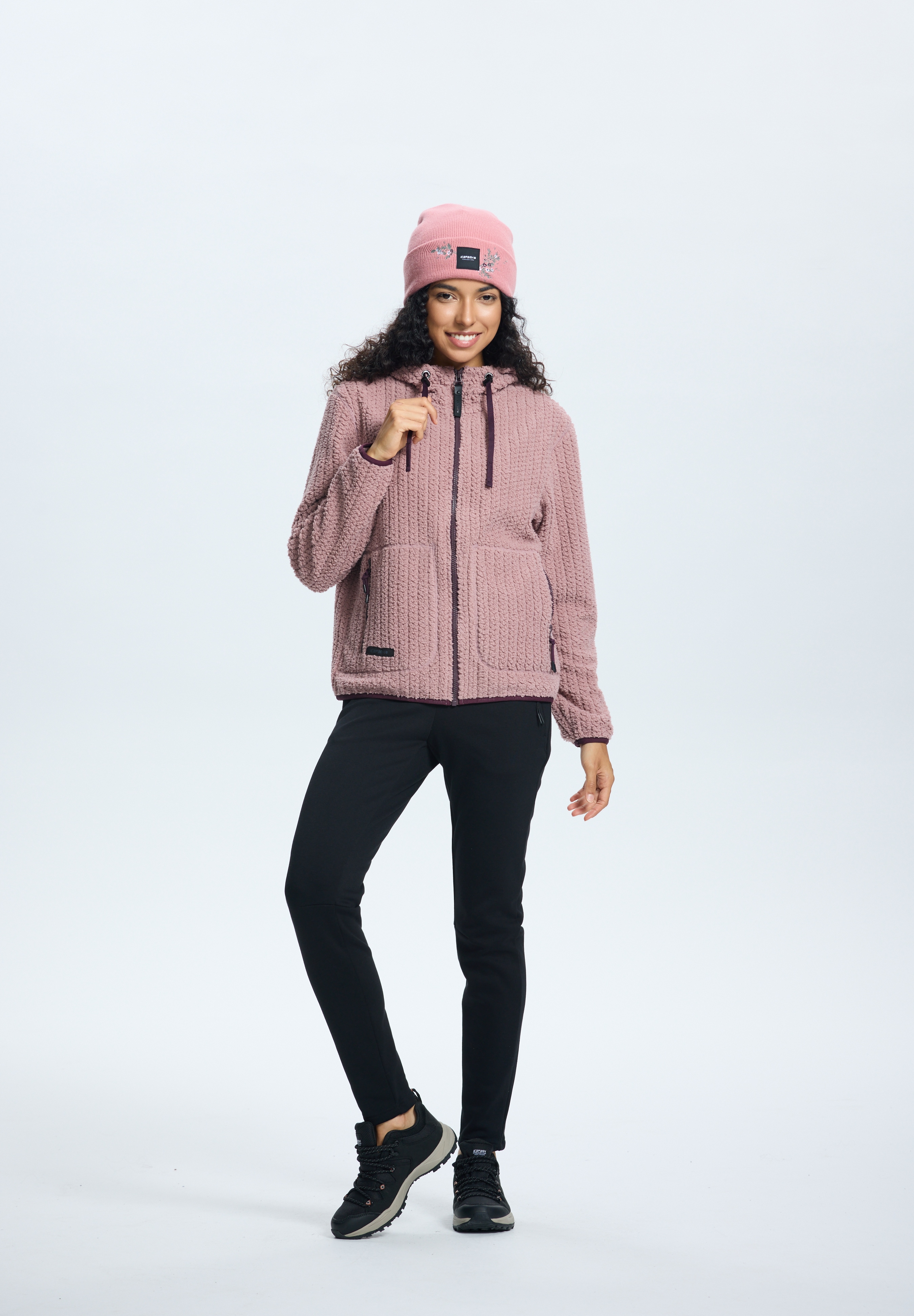 Icepeak Strickfleecejacke "ICEPEAK AALET" mit fester Kapuze, gerader Schnitt