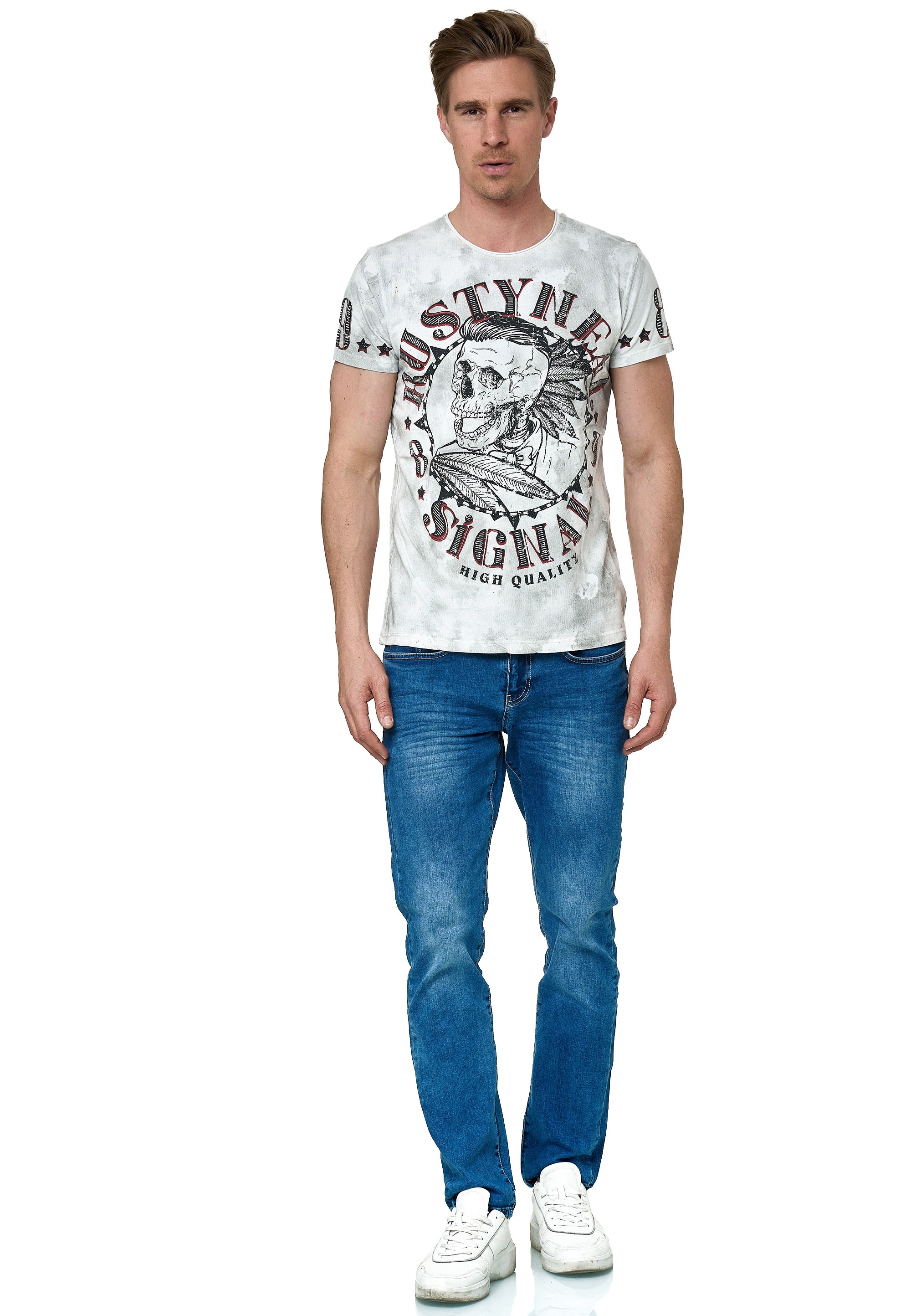 Rusty Neal T-Shirt mit stylischem Totenkopf-Print günstig online kaufen