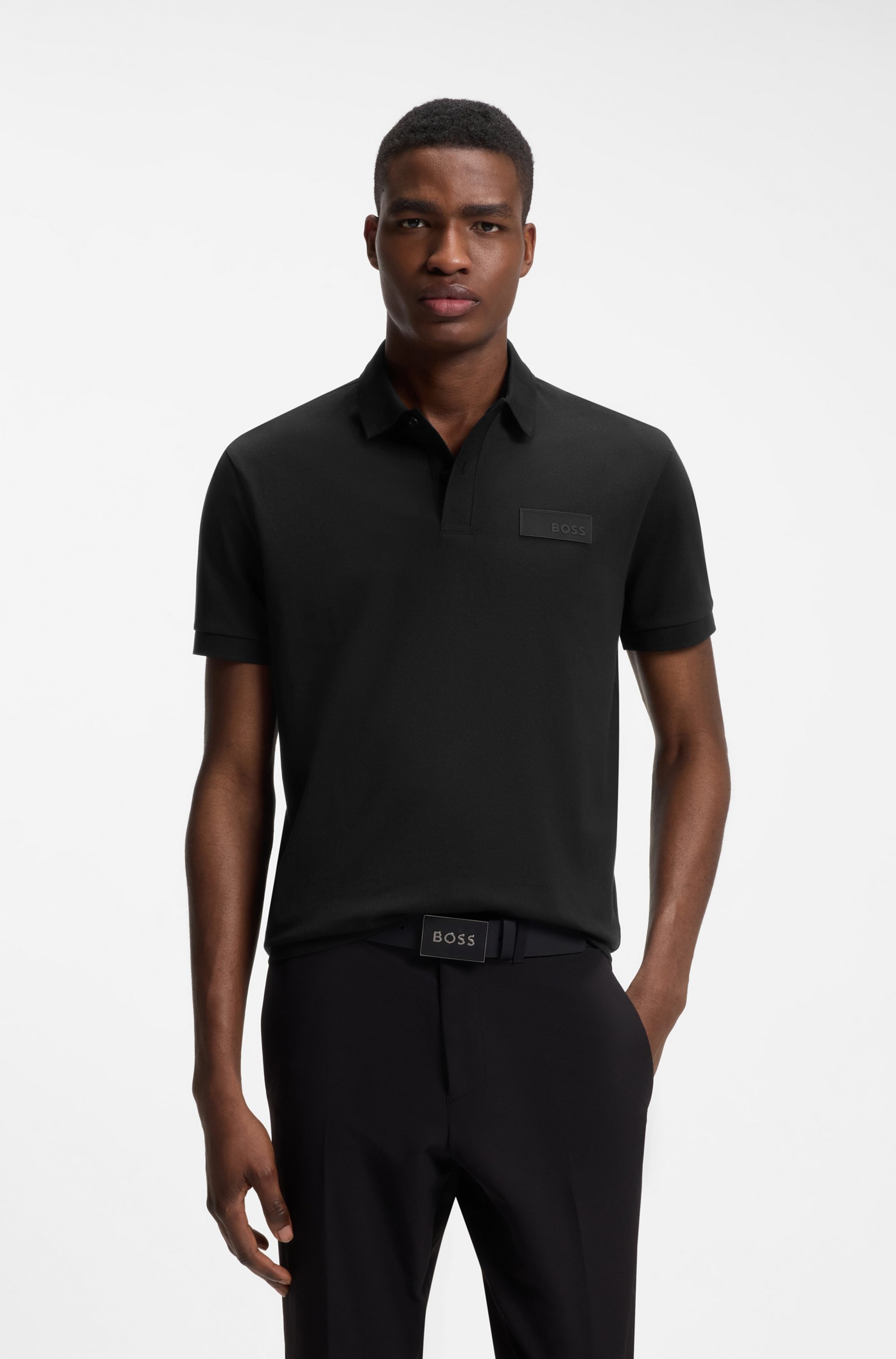 BOSS GREEN Poloshirt "Paddy Logo Patch Regular Fit" atmungsaktive Piqué-Webstruktur, Flachstrickkragen, gerader Schnitt