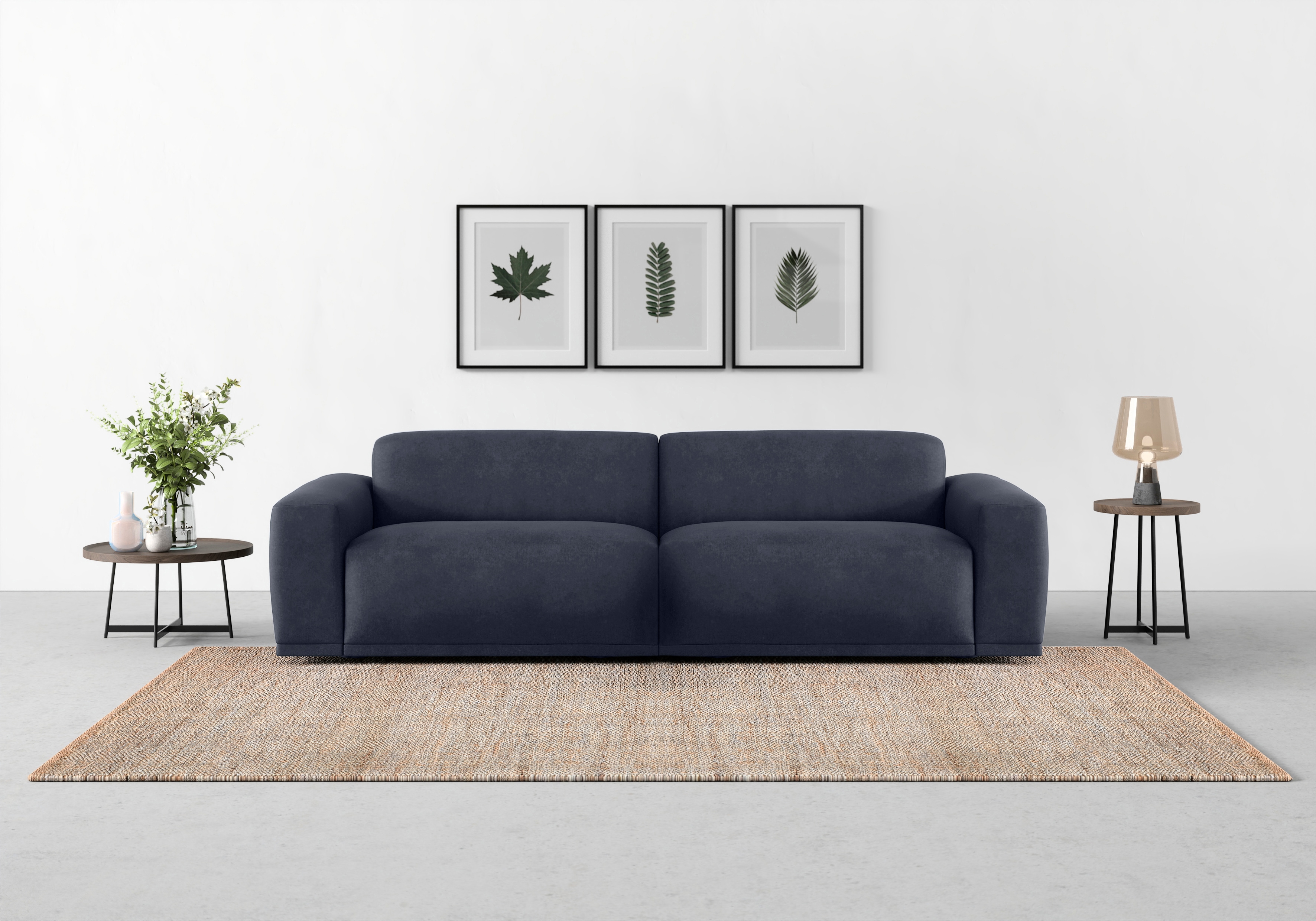 TRENDMANUFAKTUR Big-Sofa "Braga Japandi-Design, mit hochwertigem Kaltschaum, Megasofa, in Cord" modernes Big-Sofa, Couch mit hohem Sitzkomfort, 254/72/107 cm (B/H/T)
