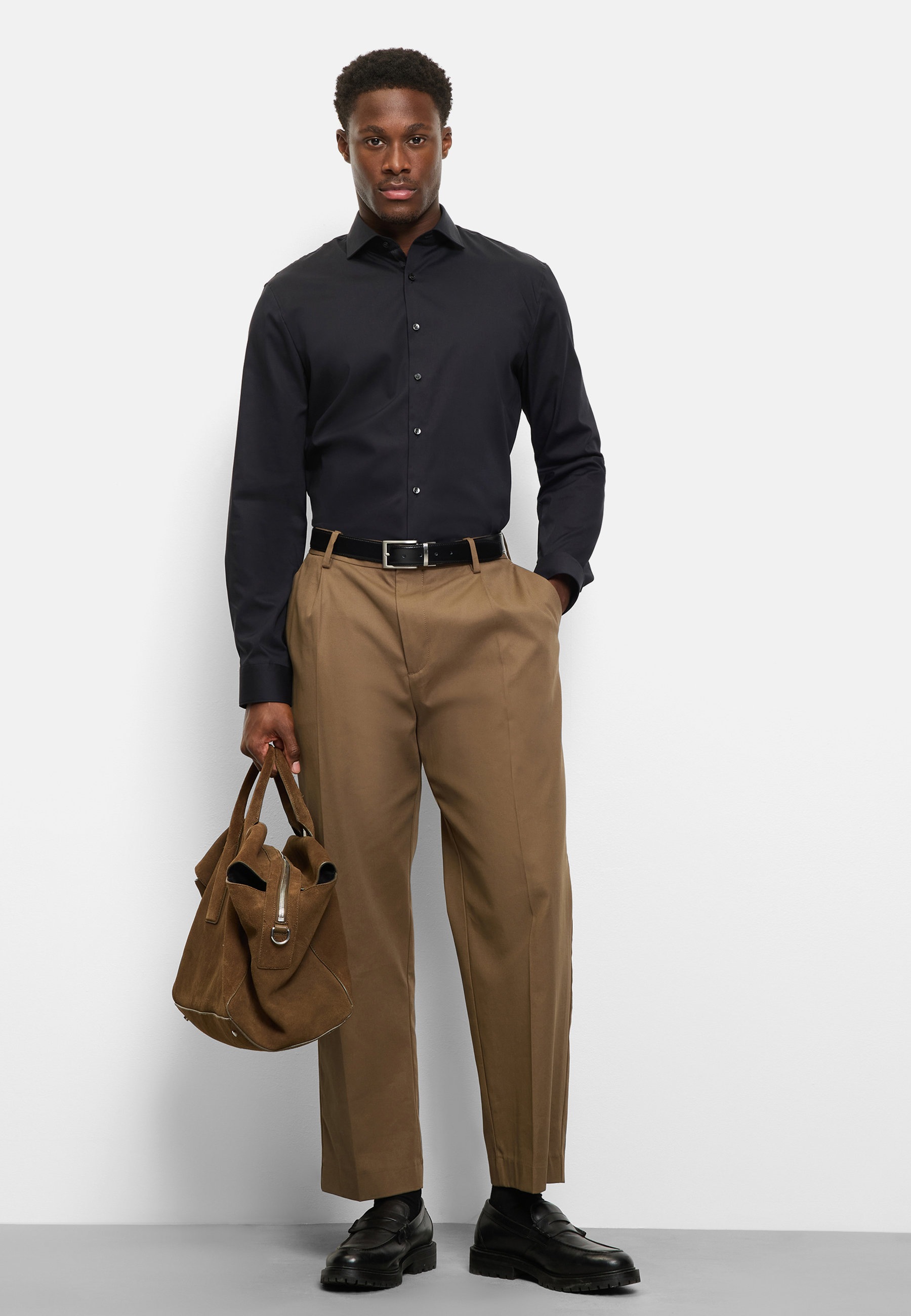 OLYMP No. Six Long Sleeve Shirt Black Size 39 2