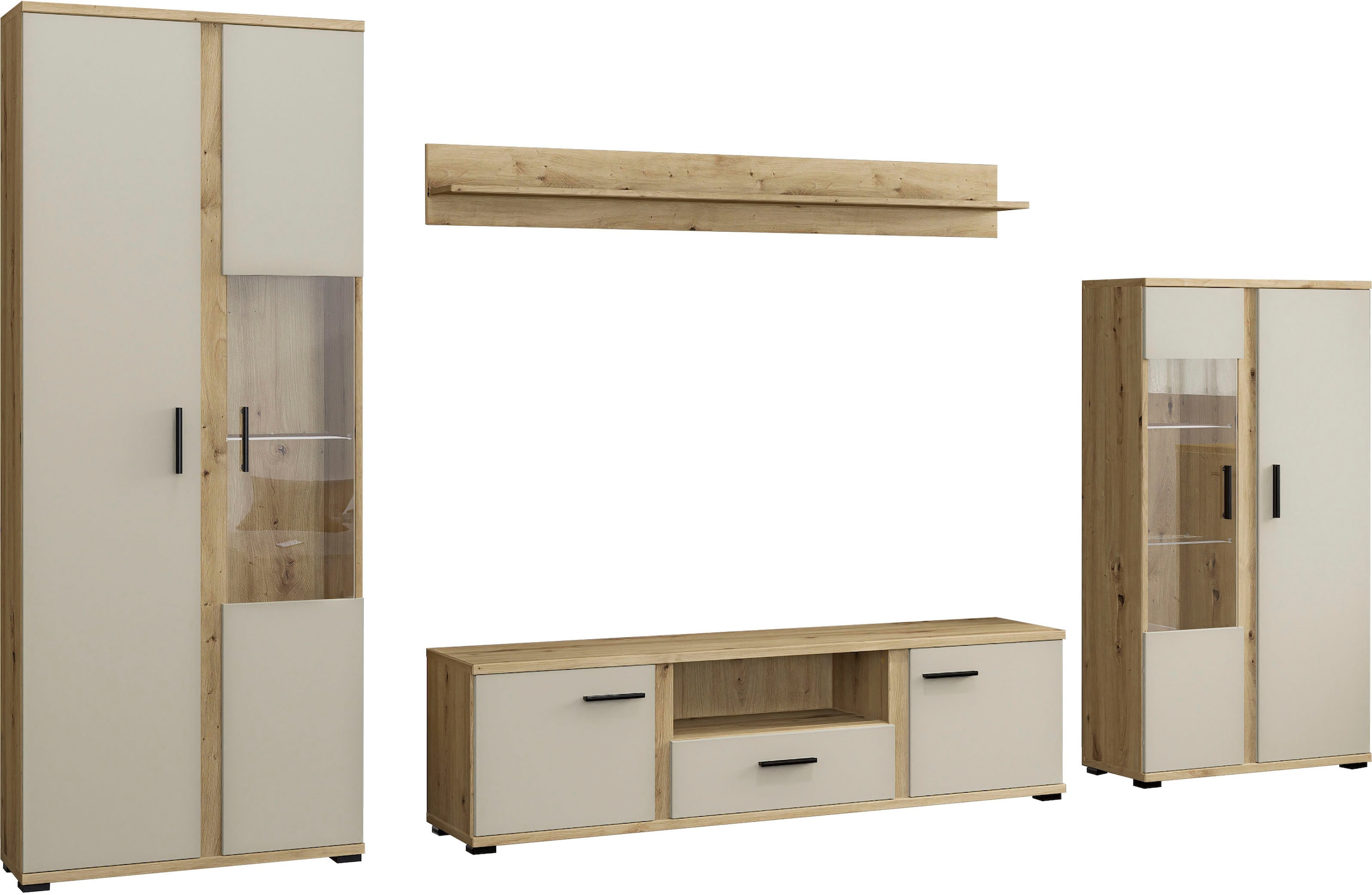 HBZ Wohnwand »Kanada Wohnwand, BxHxT 340x196x40«, (4 St.), Breite 340cm, Unterflurauszug, Melaminbeschichtung