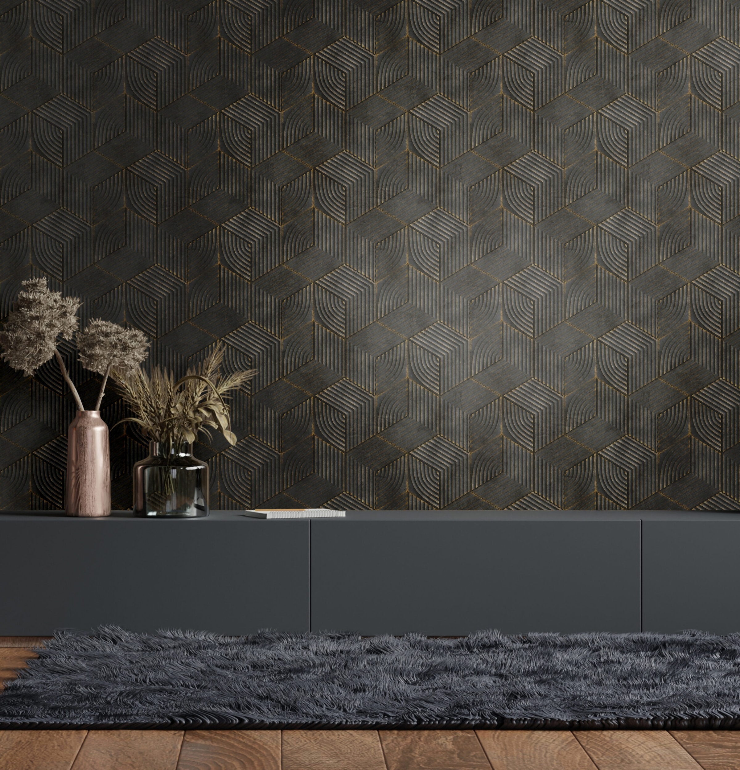 Marburg Vliestapete "Dimensional Delight" 3D-Optik moderne Tapete für Wohnzimmer Schlafzimmer Küche