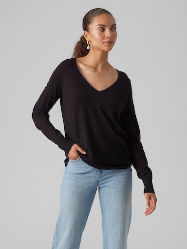 Vero Moda V-Ausschnitt-Pullover »VMHAPPINESS LS V-NECK PULLOVER GA BOO«