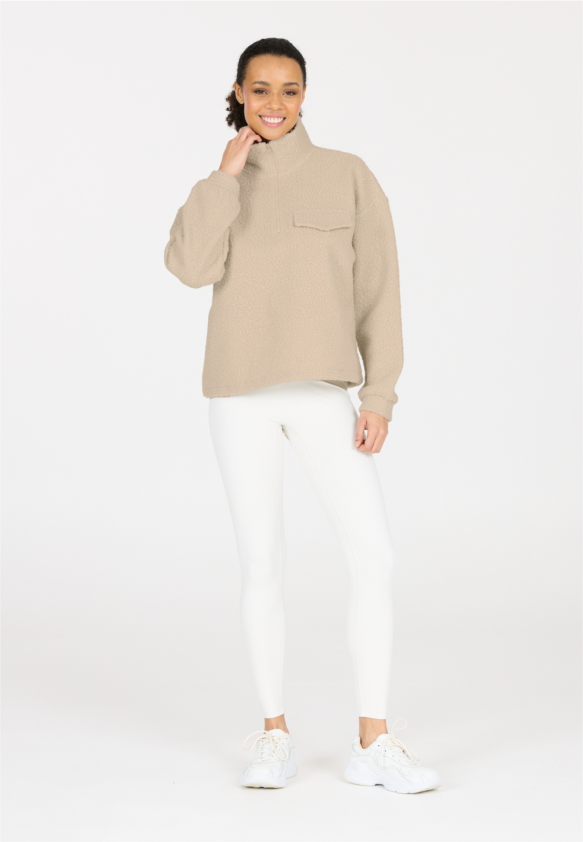 ATHLECIA Strickpullover "Florrie", mit Teddy-Fleece und halbem Reißverschlu günstig online kaufen