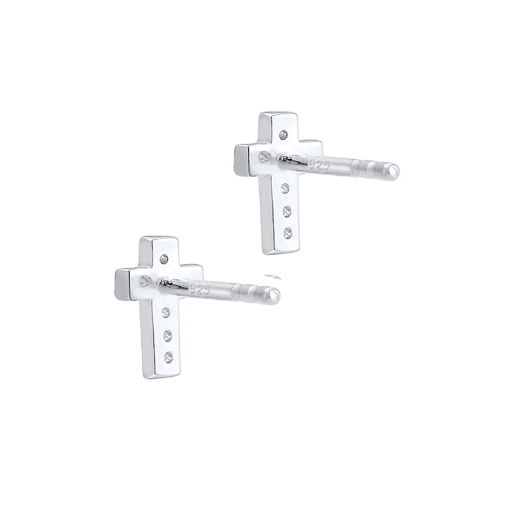 Elli DIAMONDS Paar Ohrstecker »Stecker Kreuz Glaube Diamant (0.07 ct.) 925 Silber«