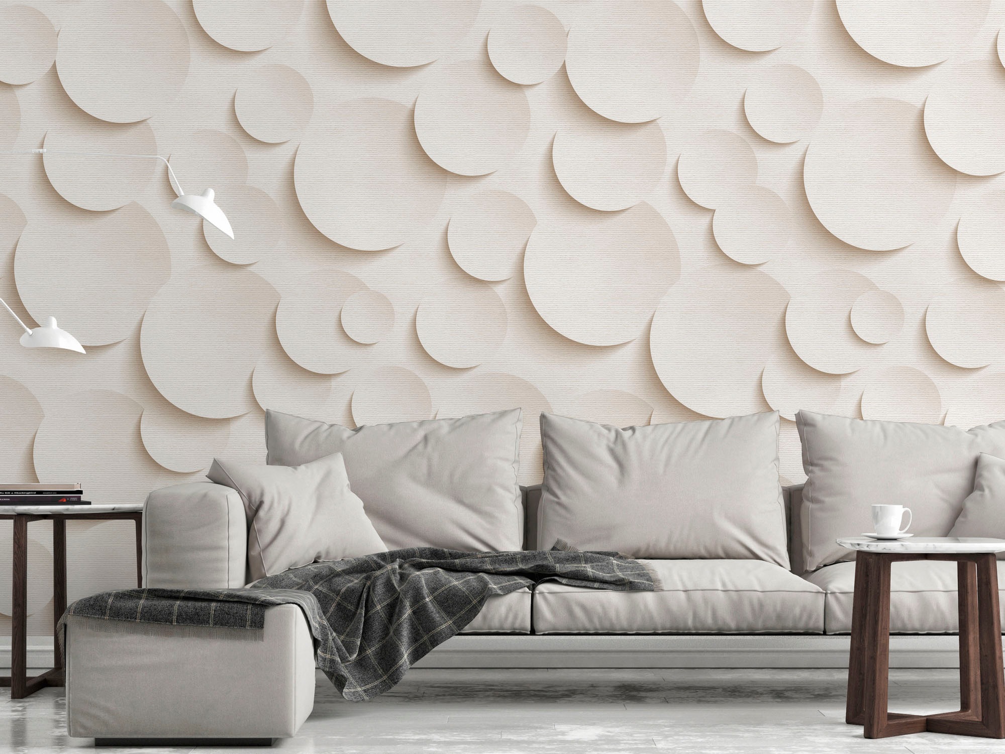 living walls Fototapete »The Wall«, 3D-Optik-matt-gemustert, Fototapete  Kreise Tapete 3D Weiß Rosa kaufen | BAUR