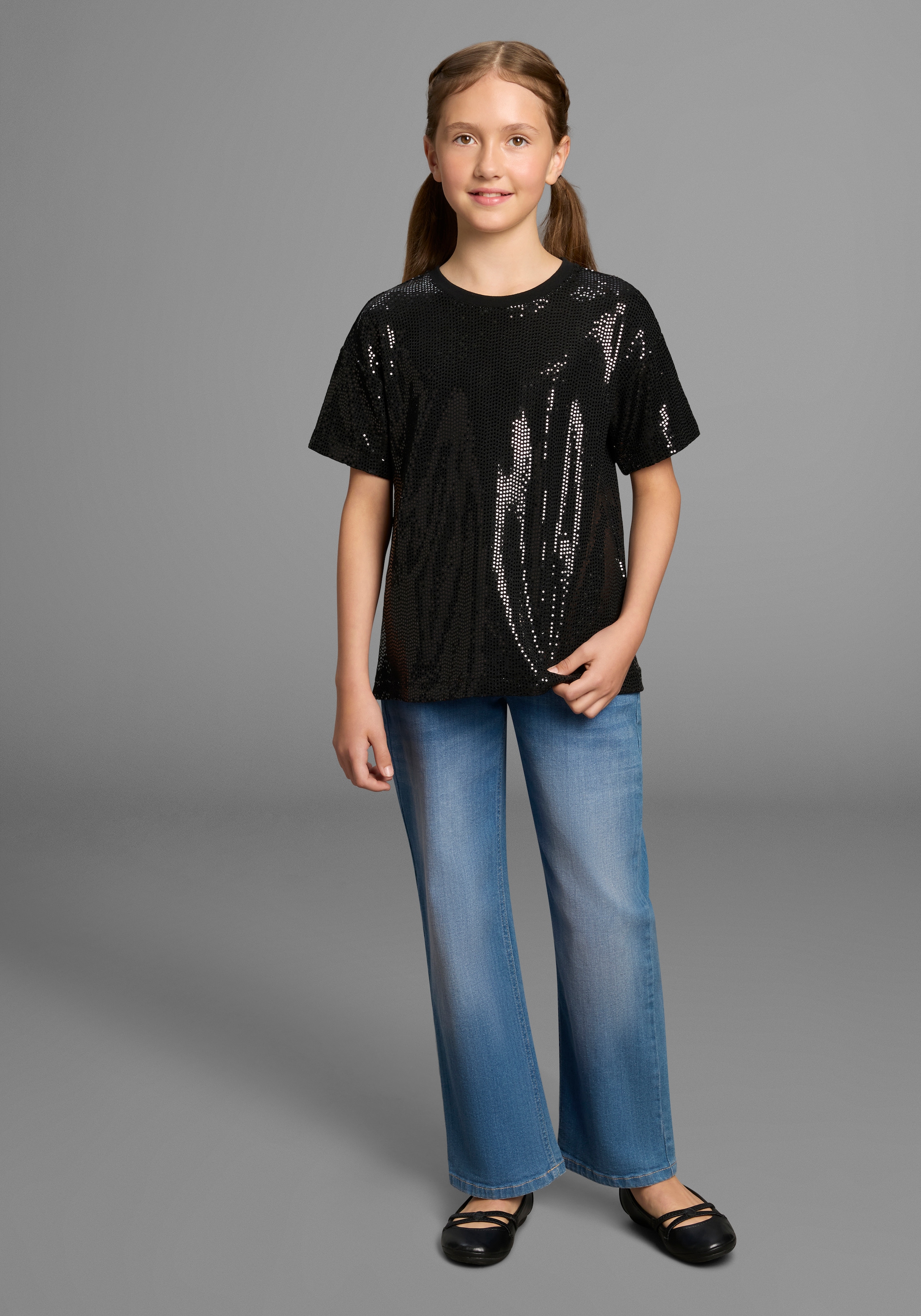 Bruno Banani Oversize-Shirt »Glitzershirt, Paillettenoptik«, NEU: BRUNO BANANI für TEENS! Shirt aus glitzernden Material