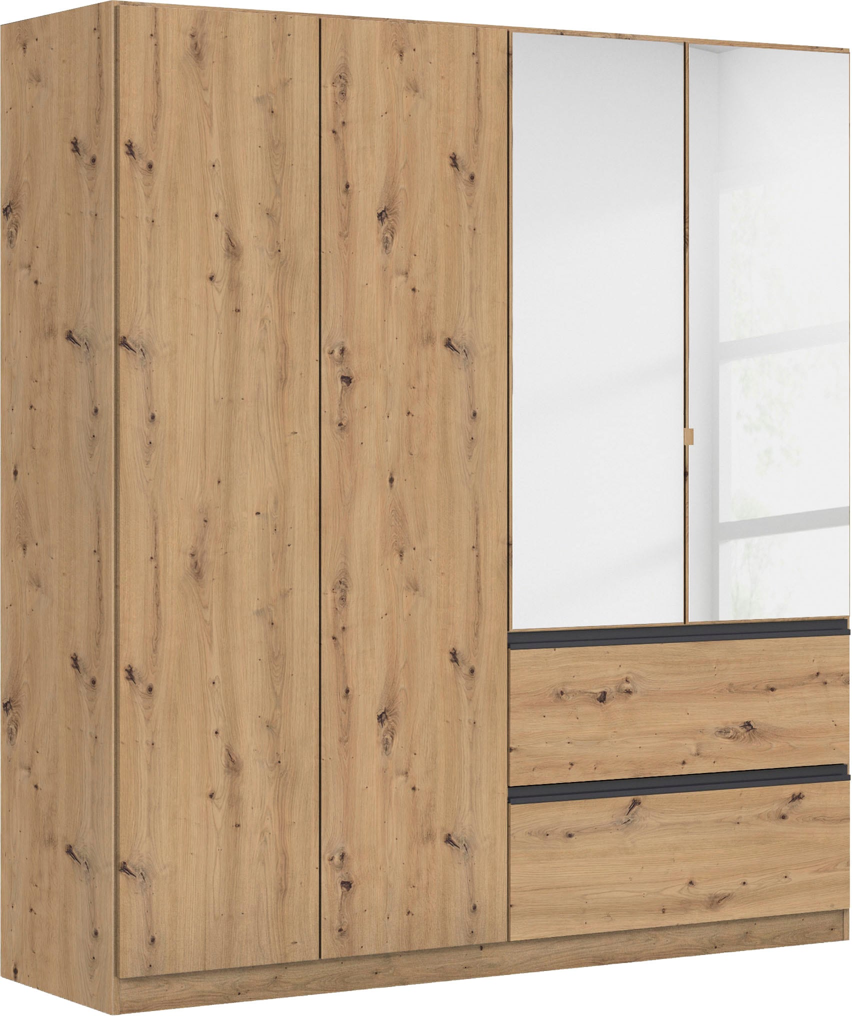 rauch Drehtürenschrank "Kleiderschrank Schrank Garderobe COSTA in den Breiten 91/136/181 cm" in 3 Ausstattungen BASIC/CLASSIC/PREMIUM, mit Spiegel, grifflose Front und Push-to-Open Funktion MADE IN GERMANY
