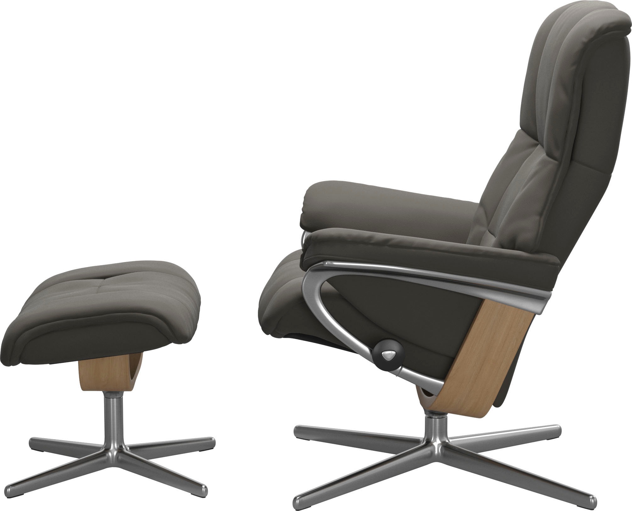 Stressless® Relaxsessel »Mayfair«, (Set, Relaxsessel mit Hocker), mit Hocker, mit Cross Base, Größe S, M & L, Holzakzent Eiche