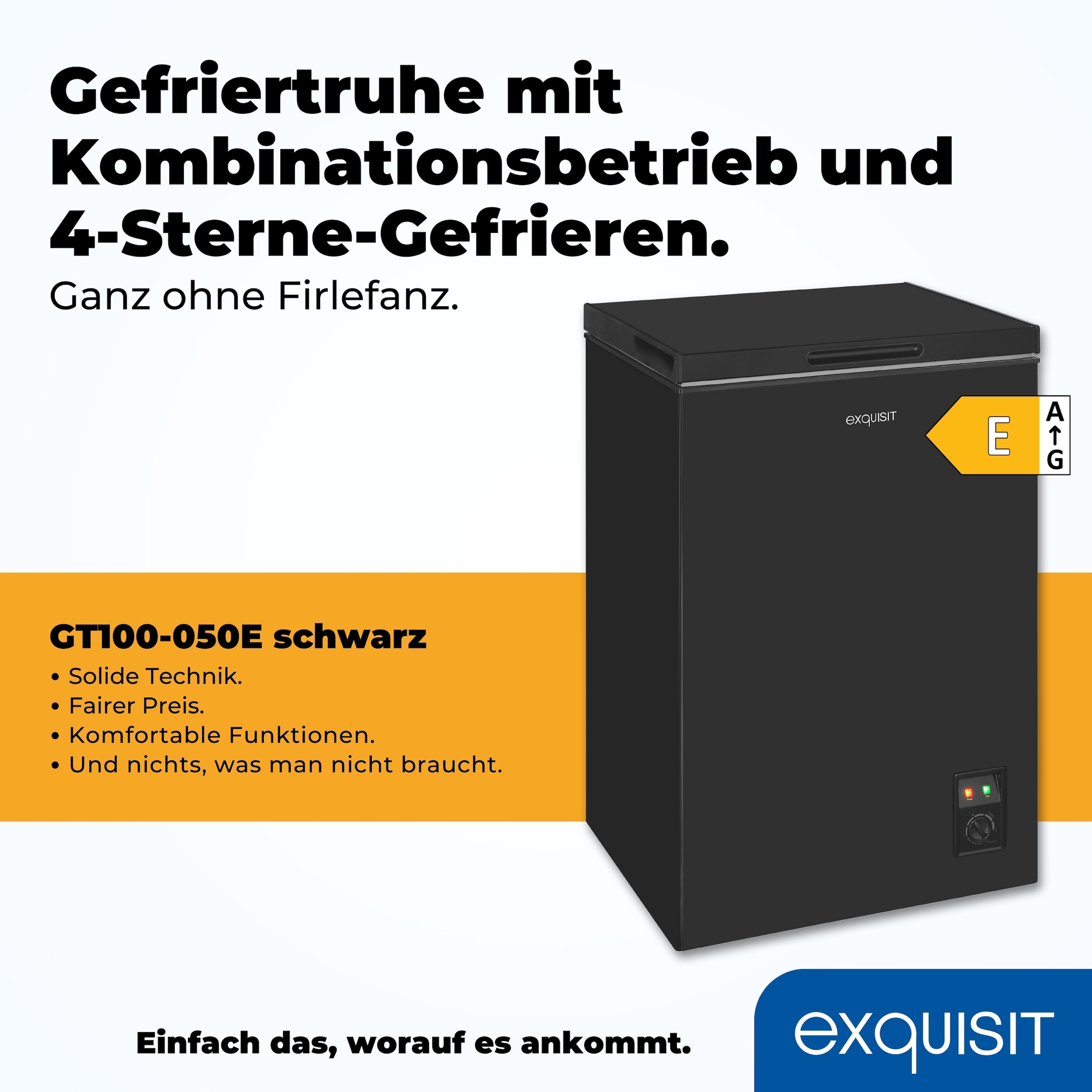 exquisit Gefriertruhe »GT100-050E schwarz«, 83,5 cm hoch, 54,5 cm breit