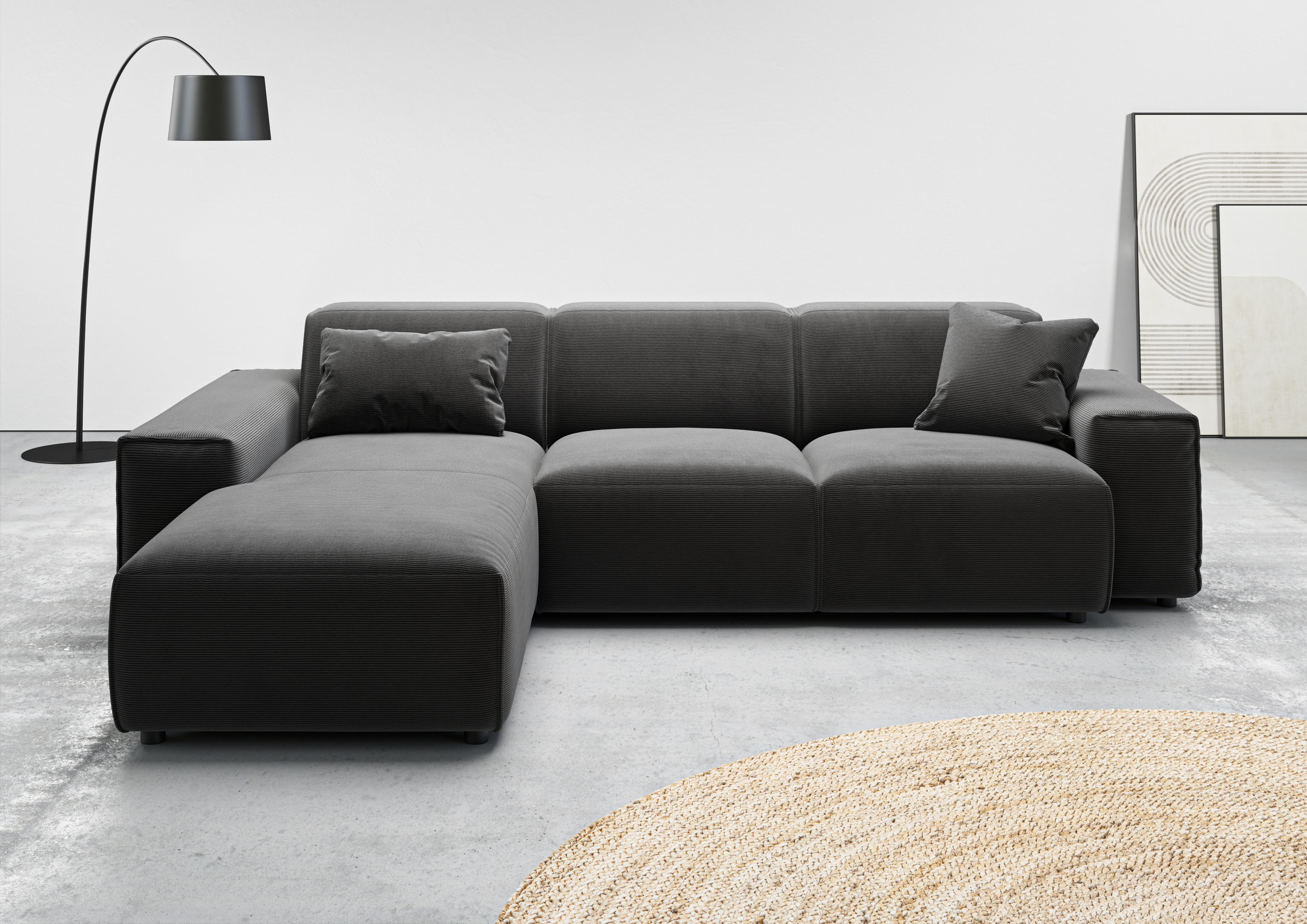 Home affaire Ecksofa "Glimminge L-Form auch in Breitcord, Feincord + Easy care-Bezug," Breite 264, Zierkissen