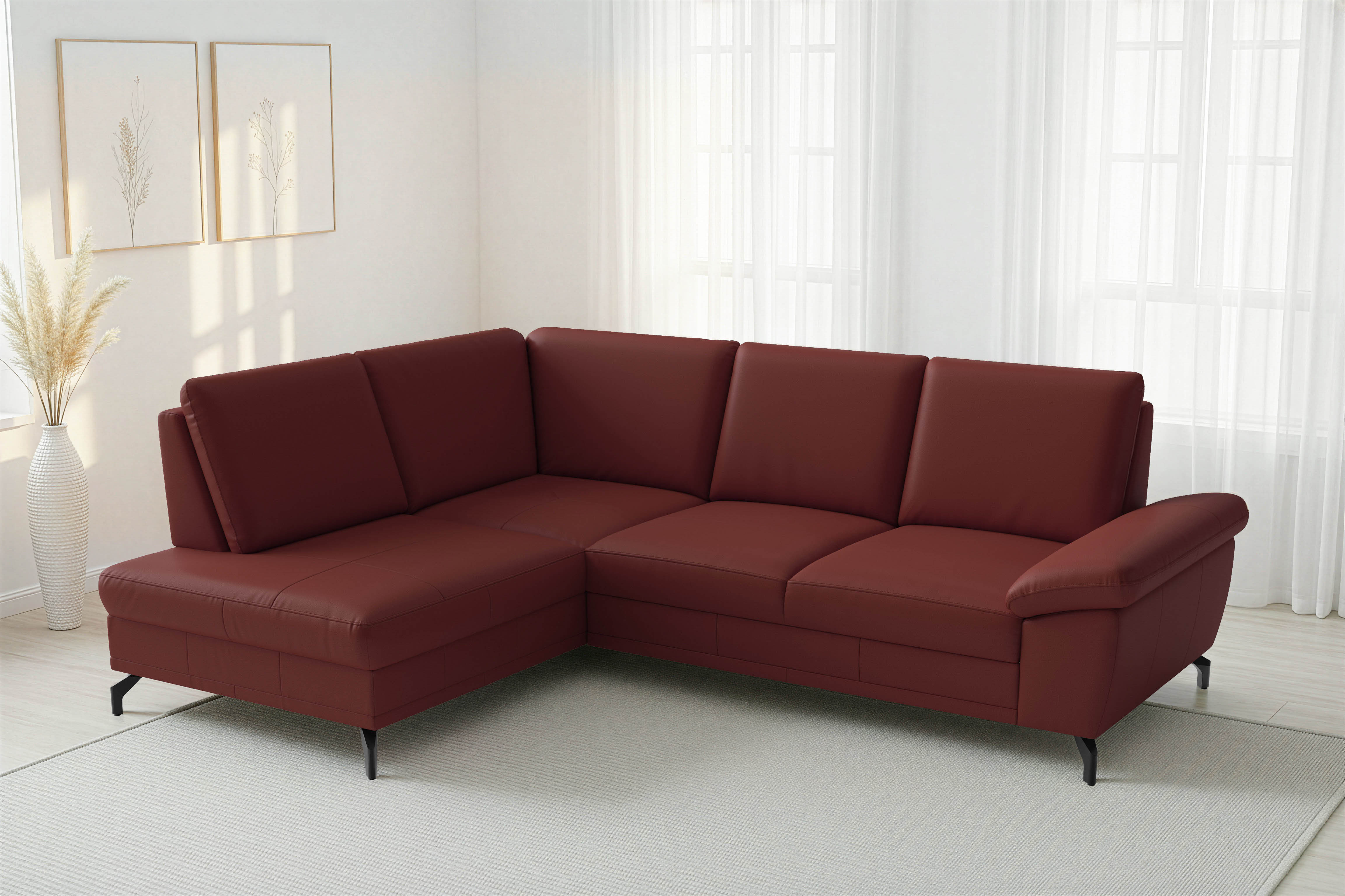 sit&more Ecksofa "Chelsea L-Form, B: 249 cm, Armteil- & Sitztiefenverstellung, Leder" optional mit Schlaffunktion und Bettkasten