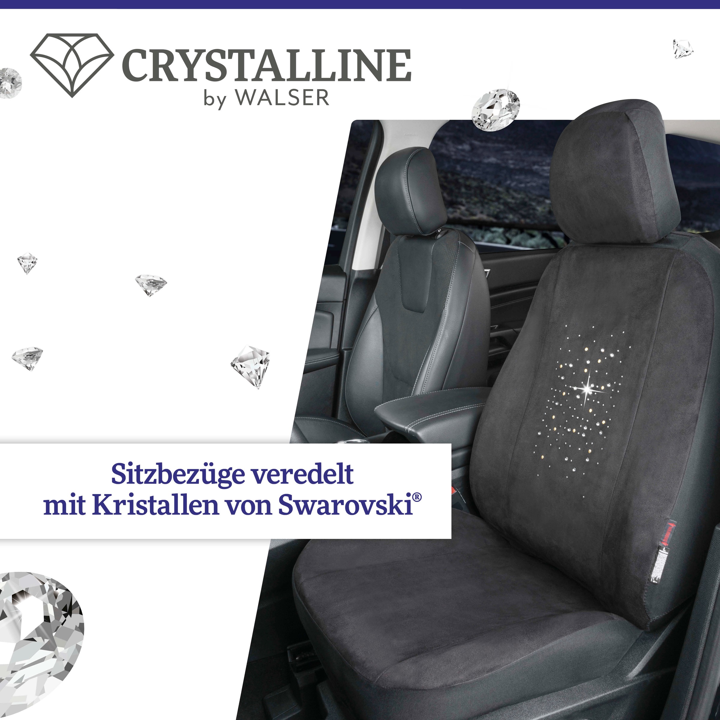 Black Friday WALSER Autositzbezug »Angelina«, (3 tlg.), für Vordersitze,  mit Swarovski Kristallen | BAUR