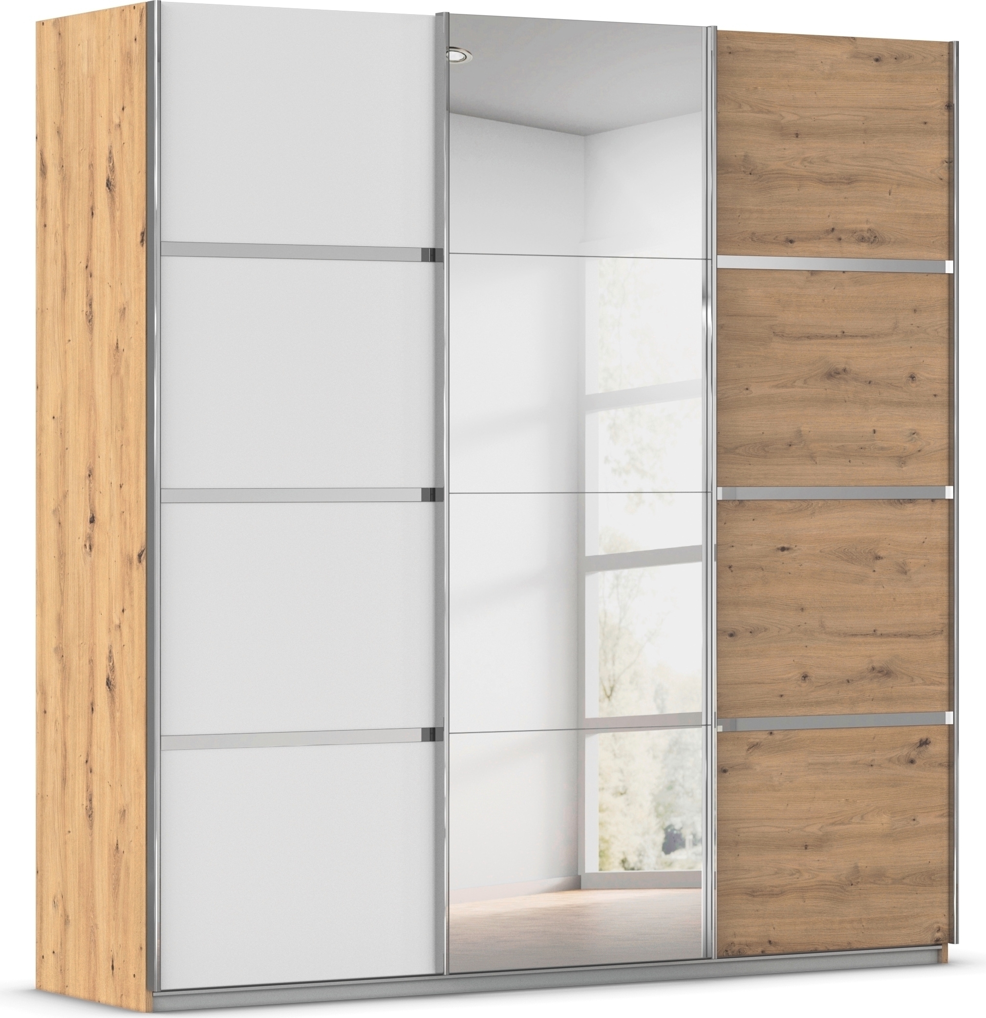 OTTO home Kleiderschrank "Mehrzweckschrank Aktenschrank Möbel Mietswohnung Schlafzimmer AVOLA" 3 verschiedene Ausstattungen BASIC/CLASSIC/PREMIUM (inkl. SOFT-CLOSE), mit eleganten Zierleisten in Chrom, Schwarz oder Weiß MADE IN GERMANY