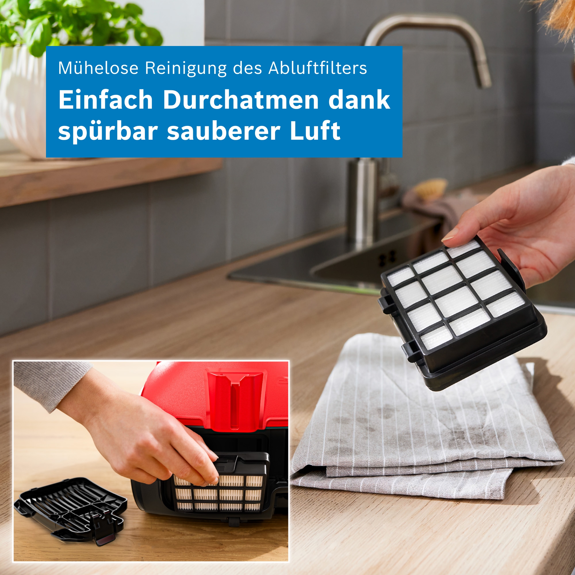 BOSCH Bodenstaubsauger »Serie 2 BGS05LRD2, Hygiene-Filter, kompakt, platzsparend, leicht« 700 W beutellos hohe Saugkraft, 2in1 Möbel- und Fugendüse, Polsterdüse, 700 W, rot