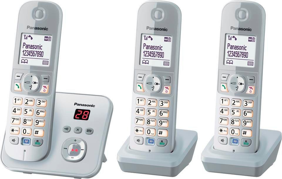 Panasonic Schnurloses DECT-Telefon »TG6823G Trio«, (Mobilteile: 3), mit Anrufbeantworter, Nachtmodis, Freisprechen