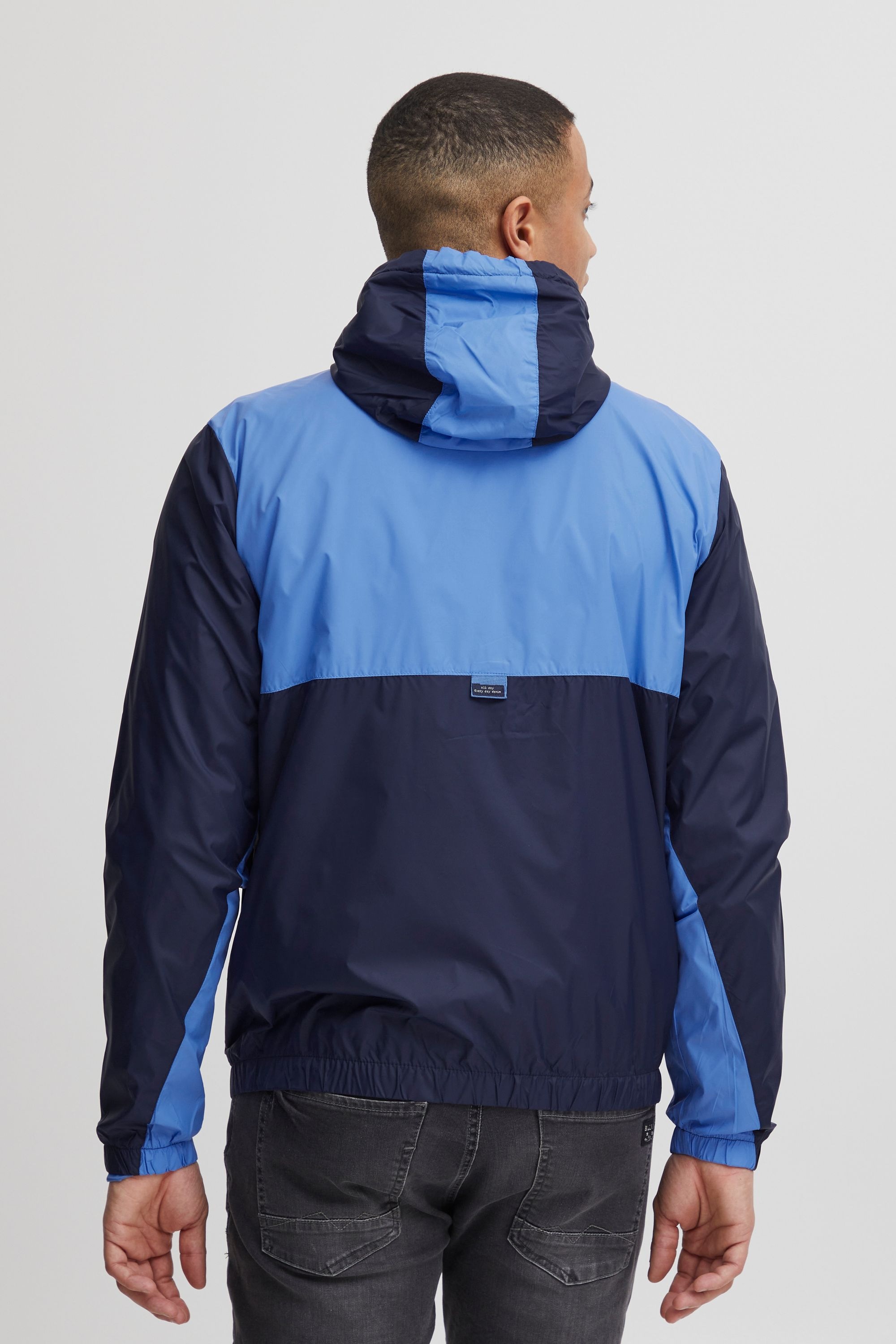 Regen- und Matschjacke BLEND "BHOuterwear", Herren, Gr. L, blau (marineblaus), 100% Nylon, unifarben, regular fit normal, eingesetzt elastischer Bund, Jacken, Klassische Übergangsjacke 6