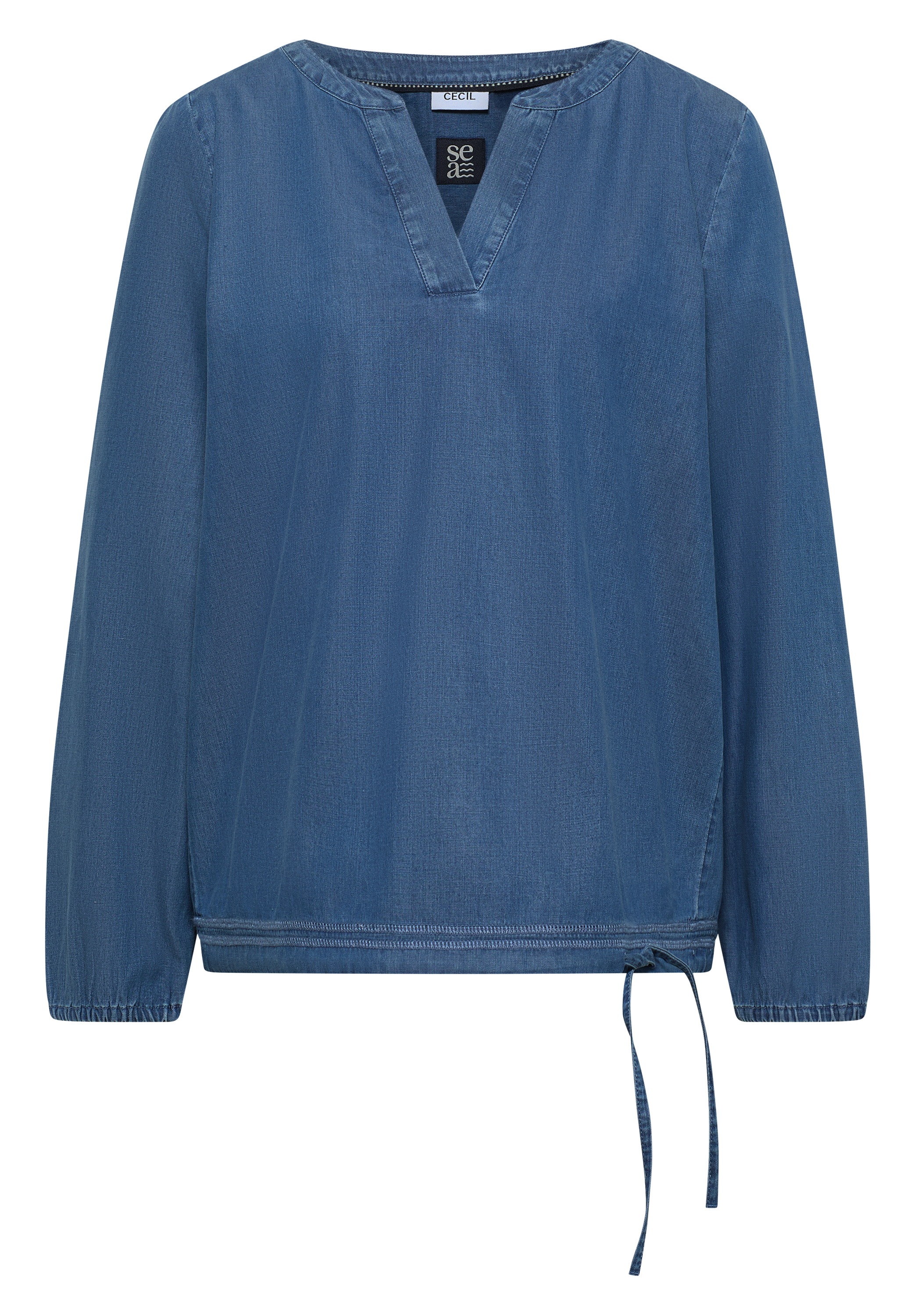 Cecil Langarmbluse mit geschlitztem Rundhalsausschnitt