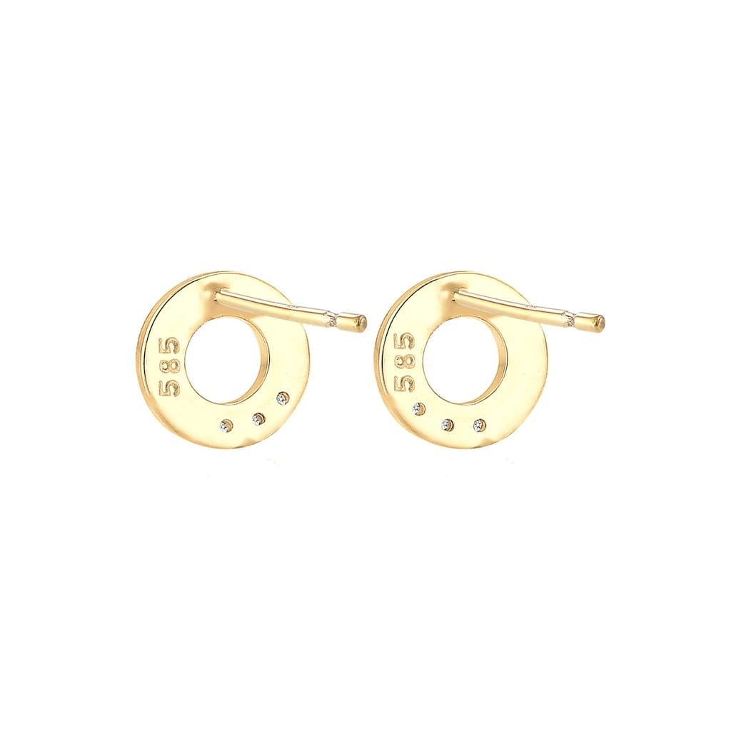 Elli DIAMONDS Paar Ohrstecker »Kreis Geo Elegant Diamant (0.03 ct.) 585 Gelbgold«