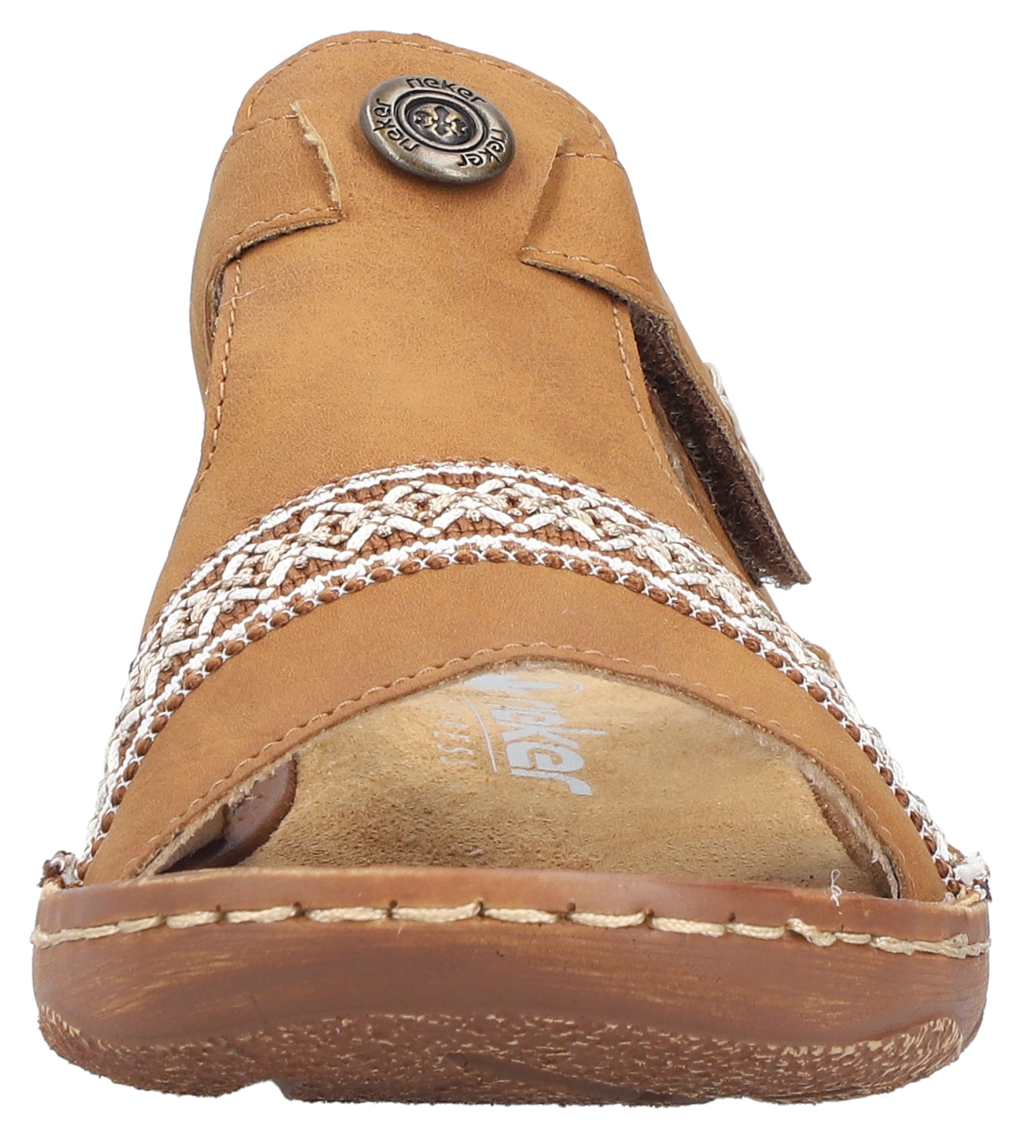Rieker Pantolette, Sommerschuh, Schlappen, Hausschuh, Urlaubschuh mit Klettverschluss