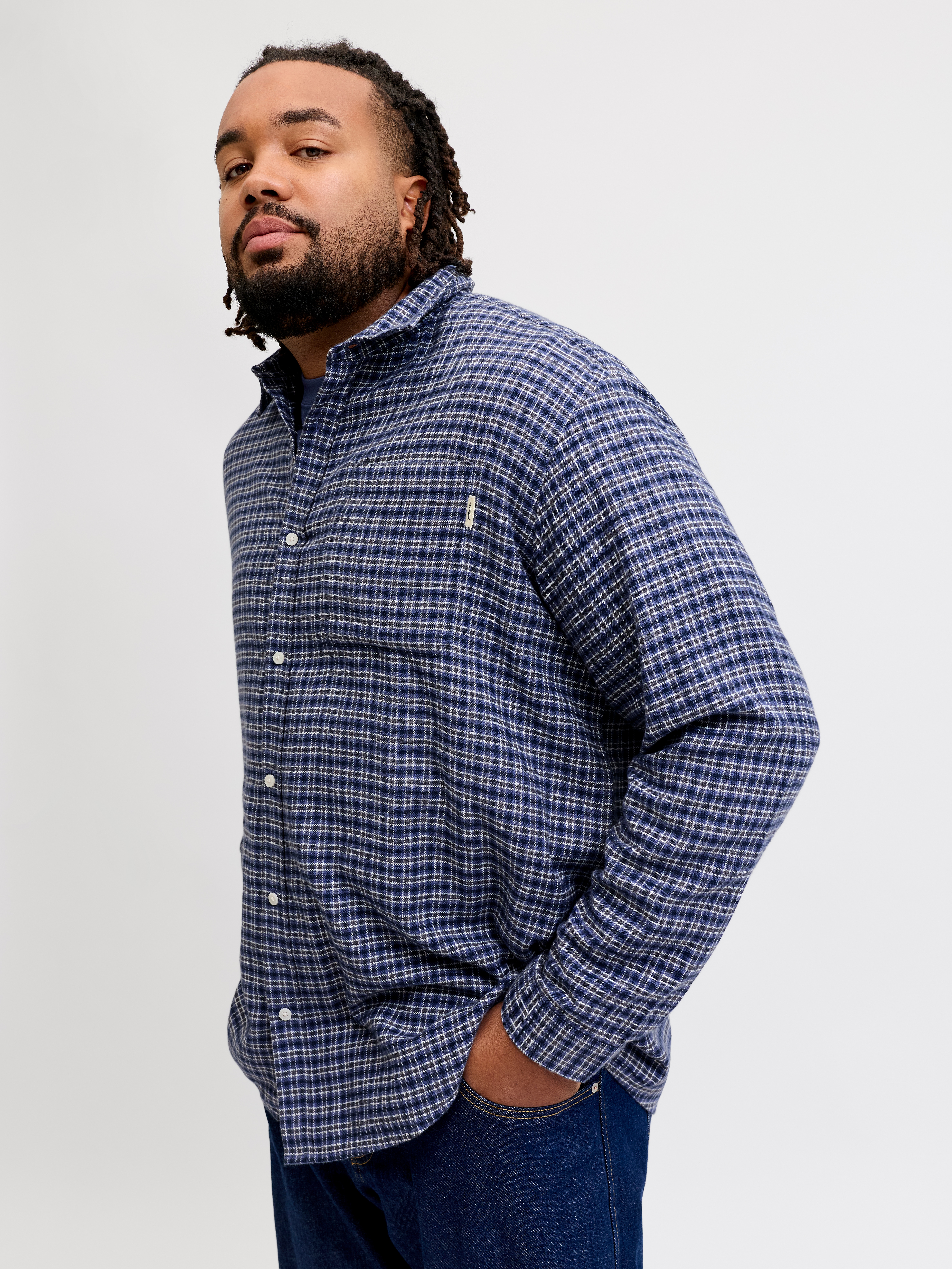 Jack & Jones PlusSize Langarmhemd "JORFREDERIKSBERG FLANNEL SHIRT L/S PLS" Baumwolle, regular fit