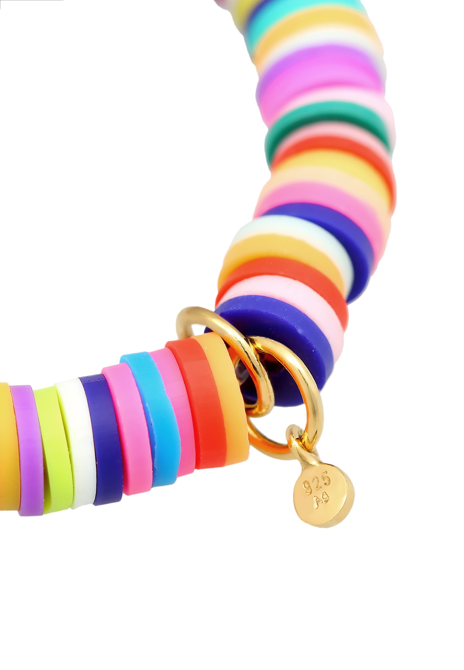 Elli Armkette »Armband Heishi Perlen Bunt Kauri Muschel 925 Silb«